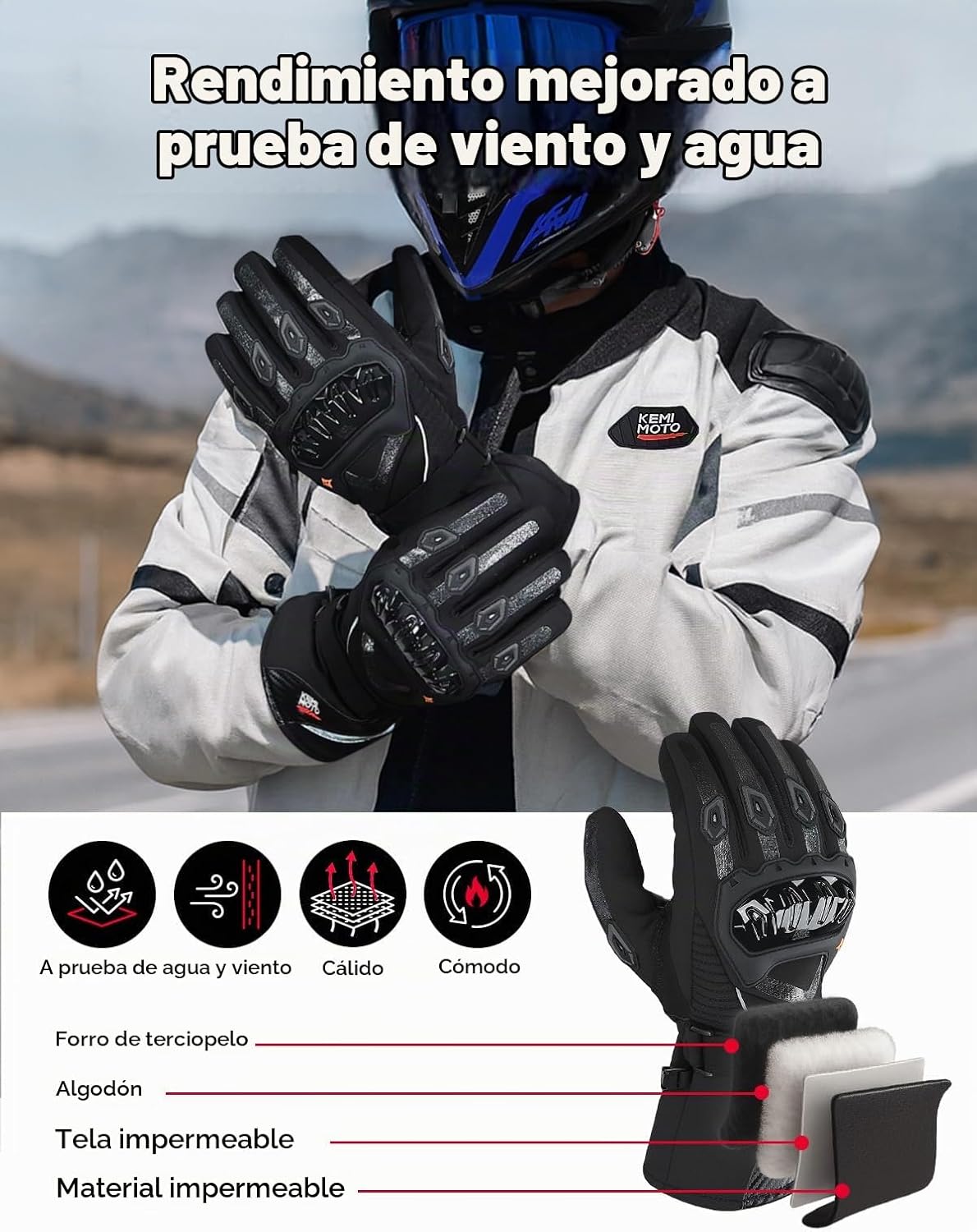 Guantes para moto, invierno, para hombres y mujeres, impermeables