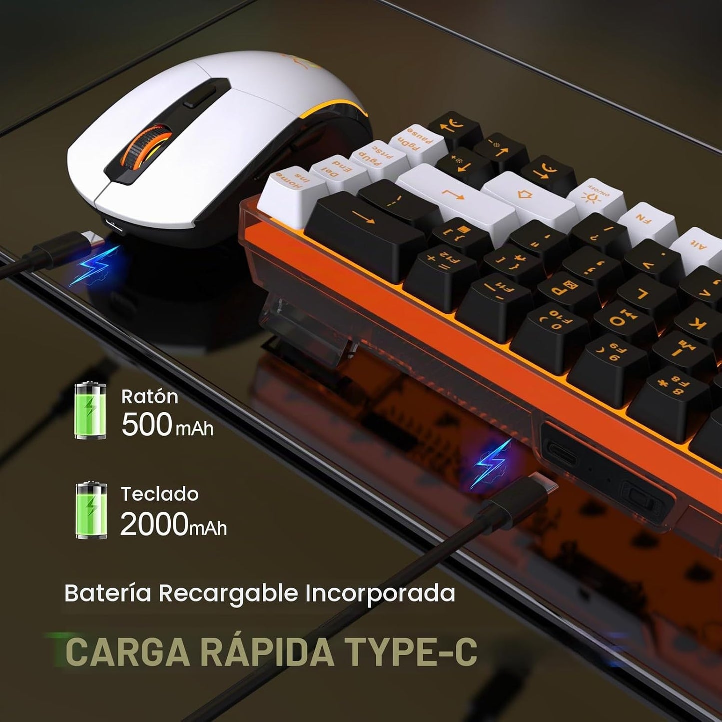 Snpurdiri - Combo de teclado y mouse inalámbricos 60% para juegos (...