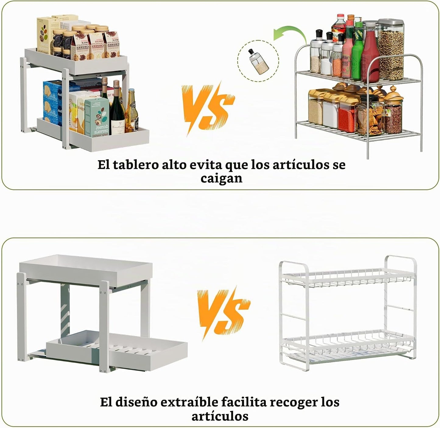 APRTAT Paquete de 2 organizadores de bambú para debajo del fregader...