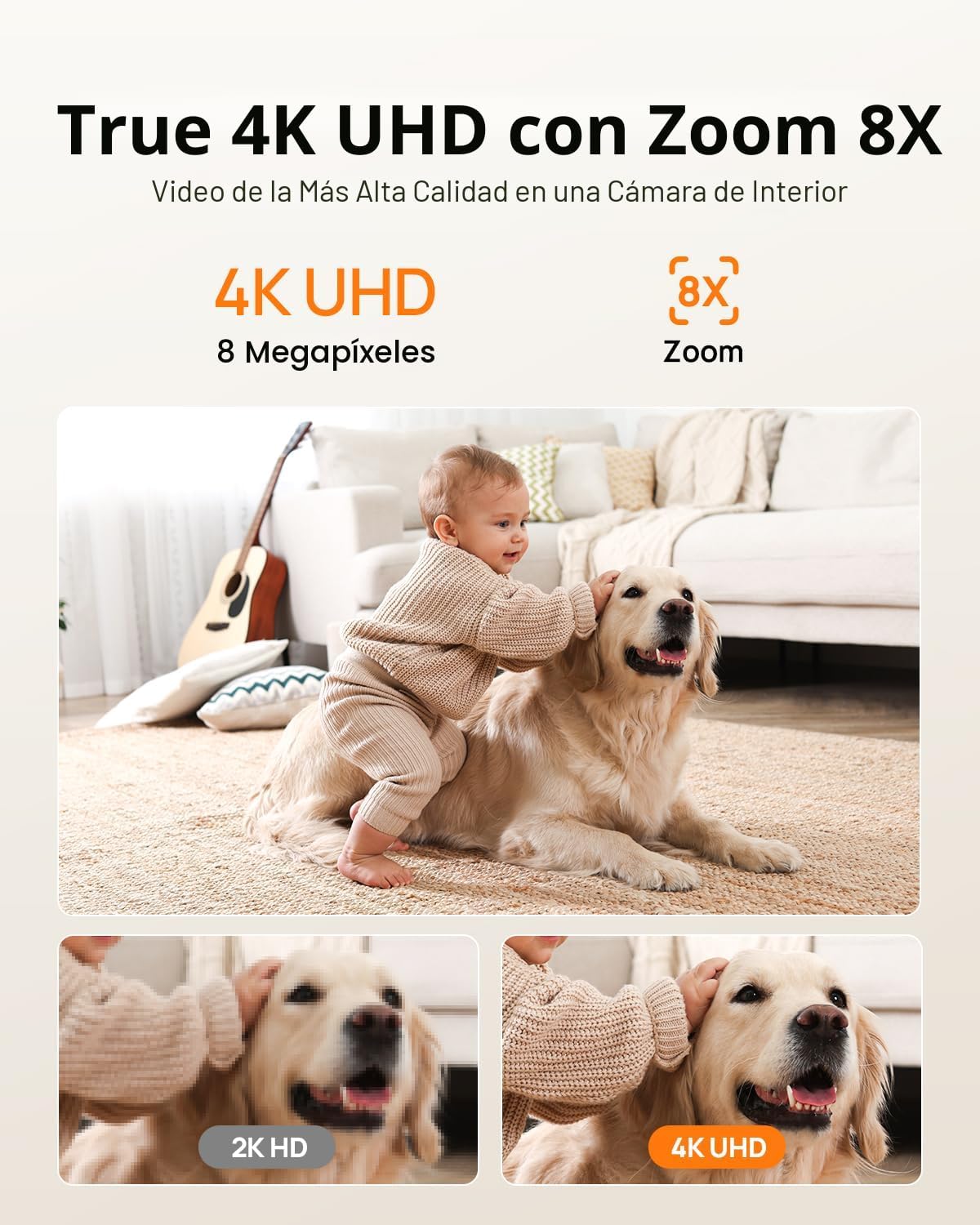 Anona cámara interior 4K UHD, cámara de seguridad para mascotas\/pe...