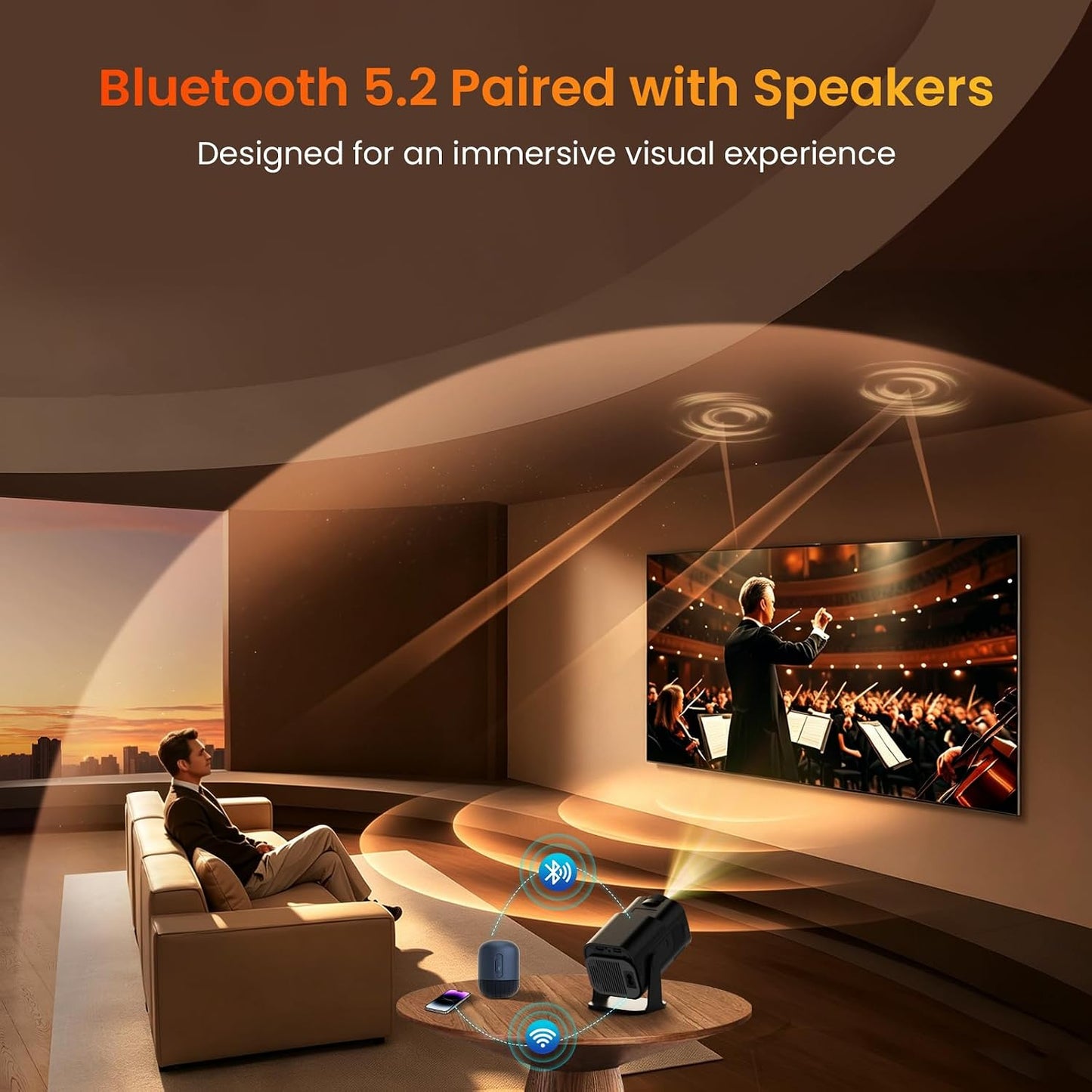 Mini proyector con WiFi y soporte Bluetooth 4K 1080P FHD 2026 Proye...