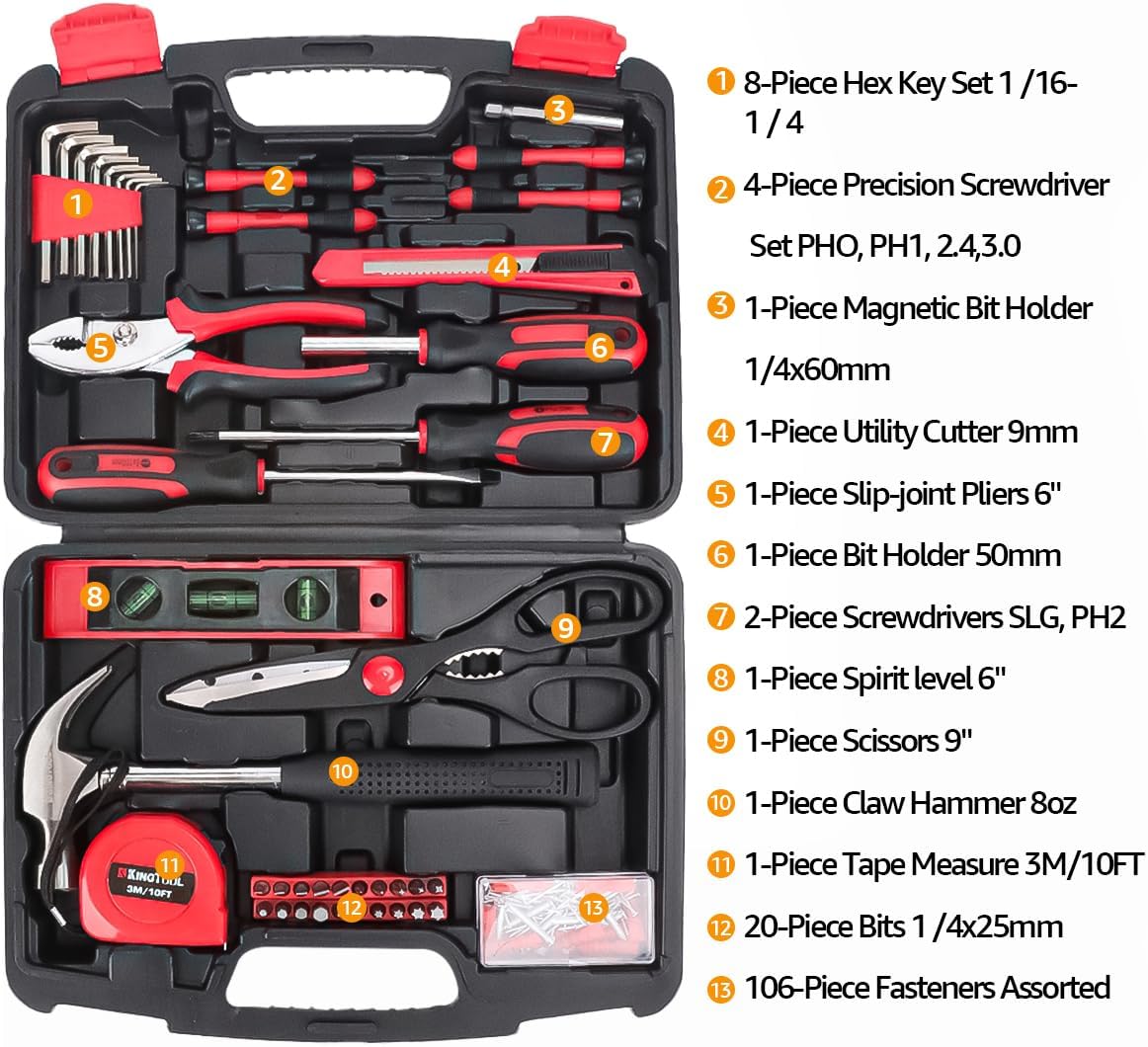 KingTool Kit de herramientas de reparación para el hogar - 149 piez...