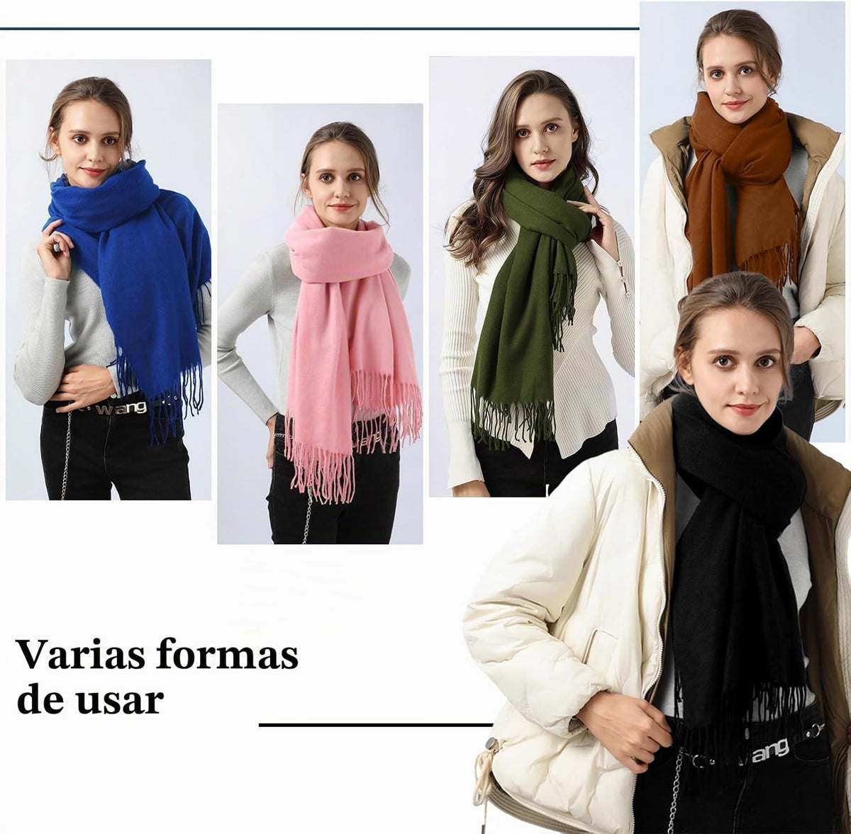 Premillow Bufanda de invierno para mujer, chal de pashmina, bufanda...