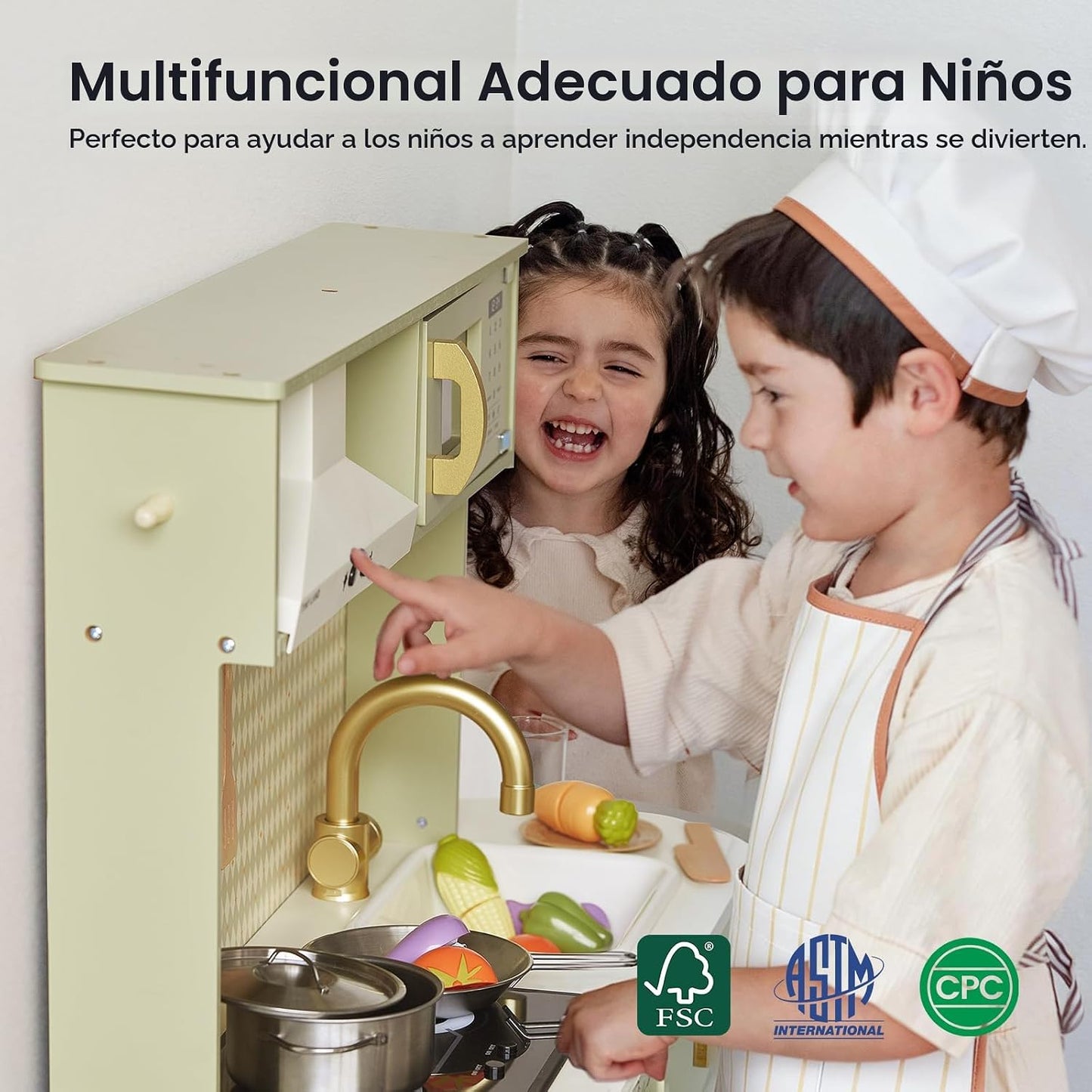 Tiny Land Juego de cocina para niños, juego de cocina de granja de...
