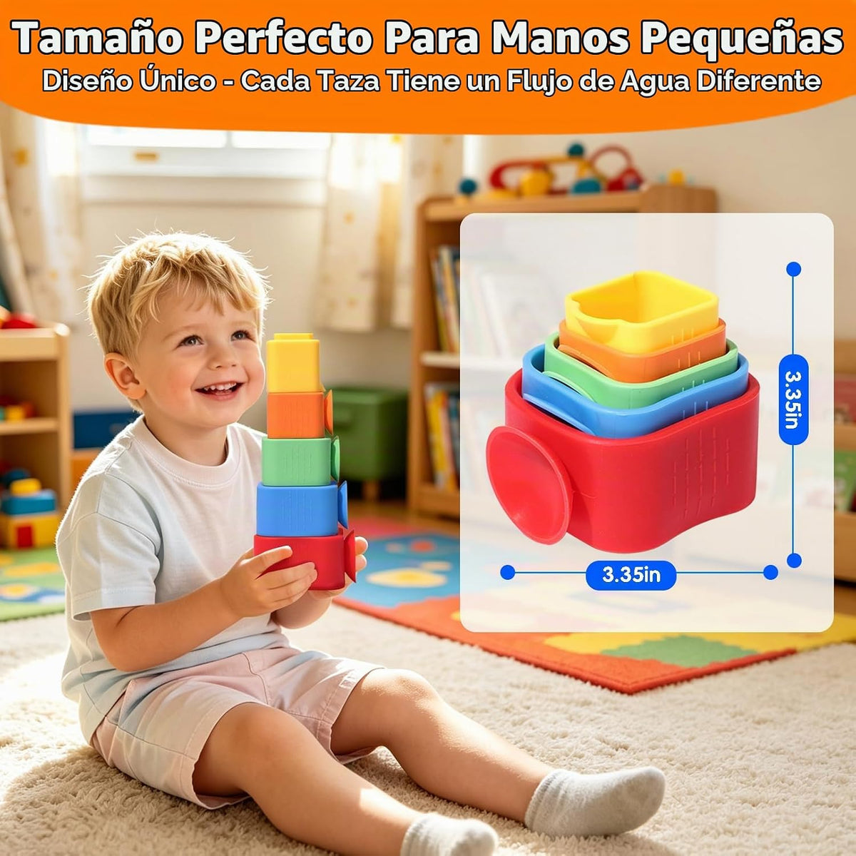 Juguetes de baño con ventosa para niños pequeños: 5 piezas de vasos...