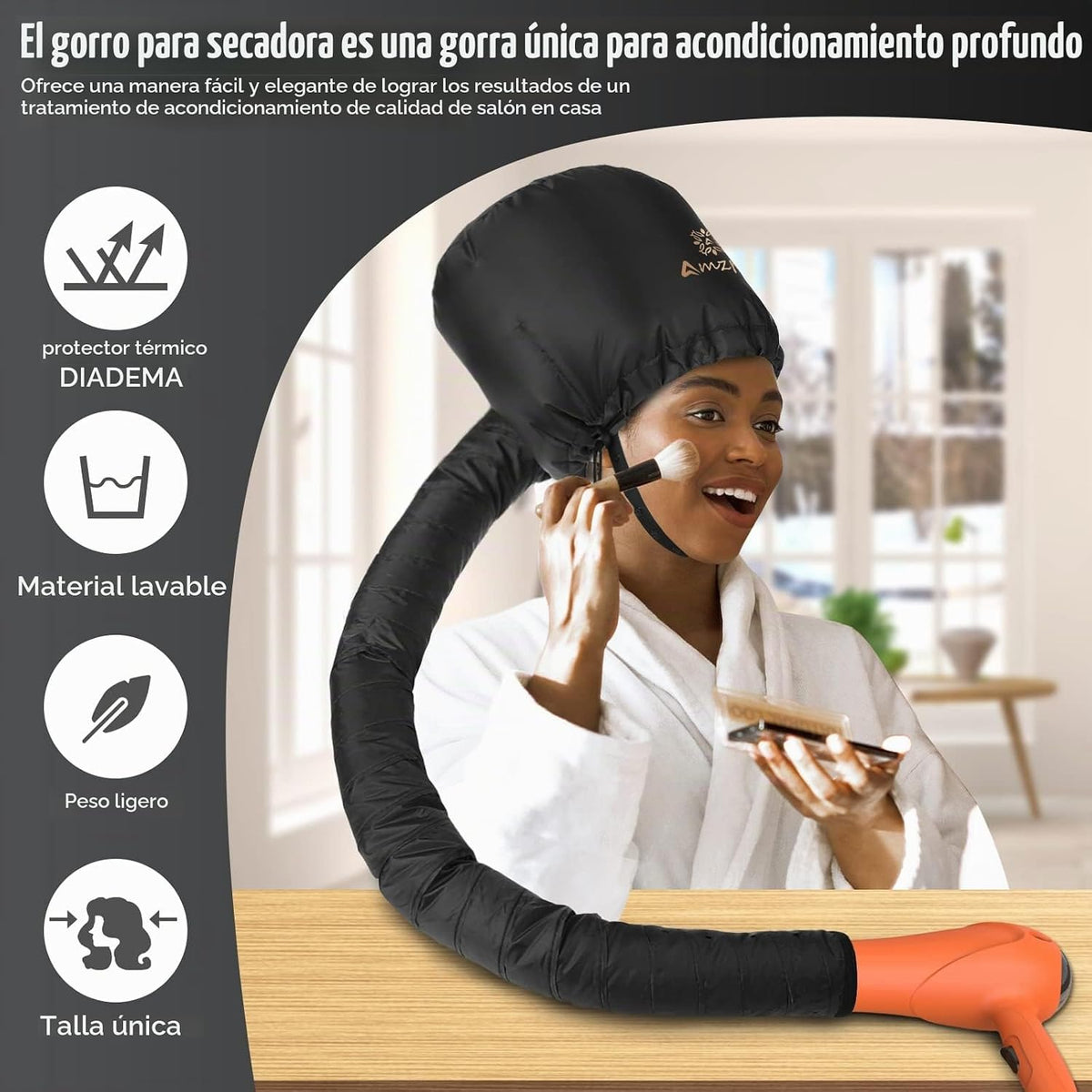 Accesorio para secador de pelo de capó, suave, ajustable, extra gra...