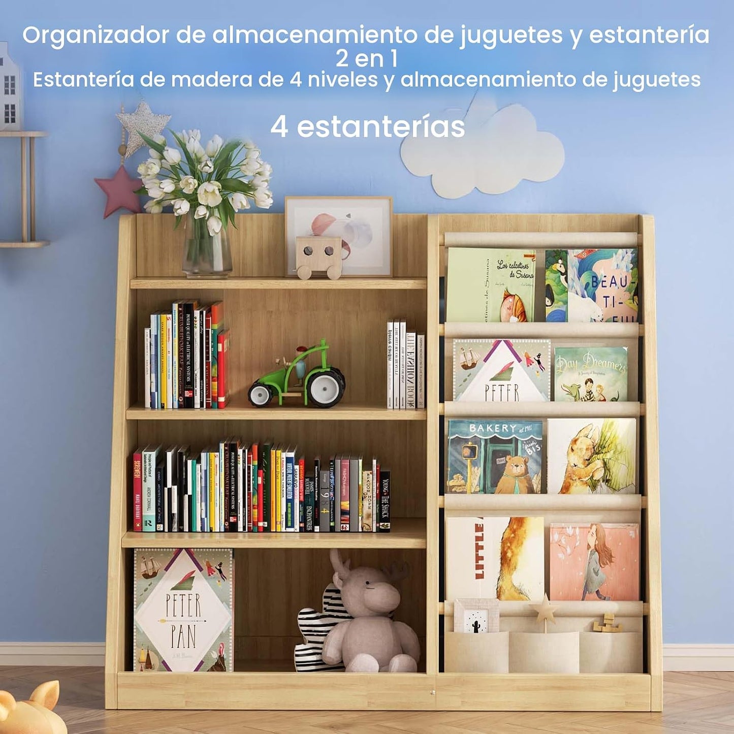 EXPERLAM Estantería para niños y organizador de almacenamiento de j...
