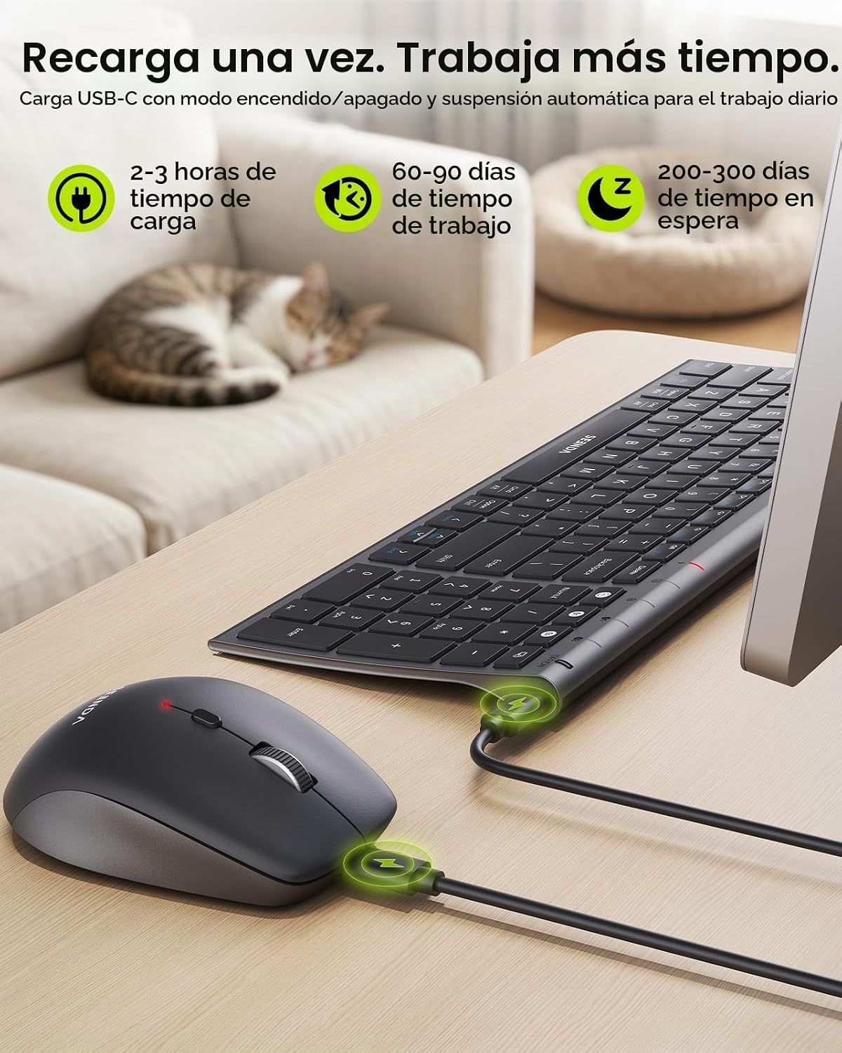 Seenda COE401 Combo de Teclado Ratón Bluetooth de 3 Dispositivos, S...