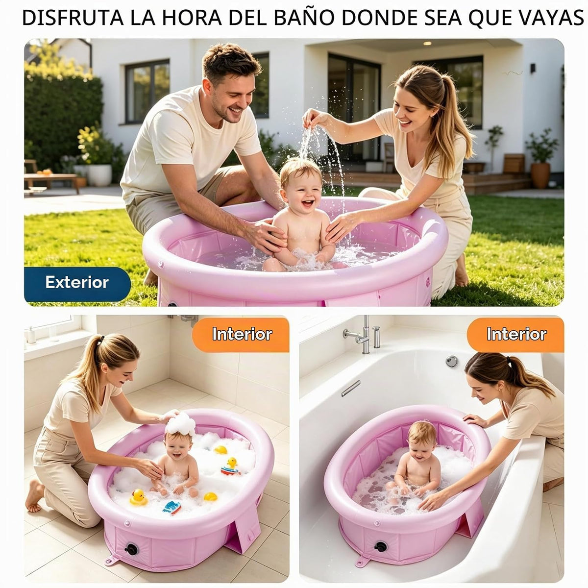 Bañera de bebé para recién nacidos hasta niños pequeños de 1 a 6 añ...