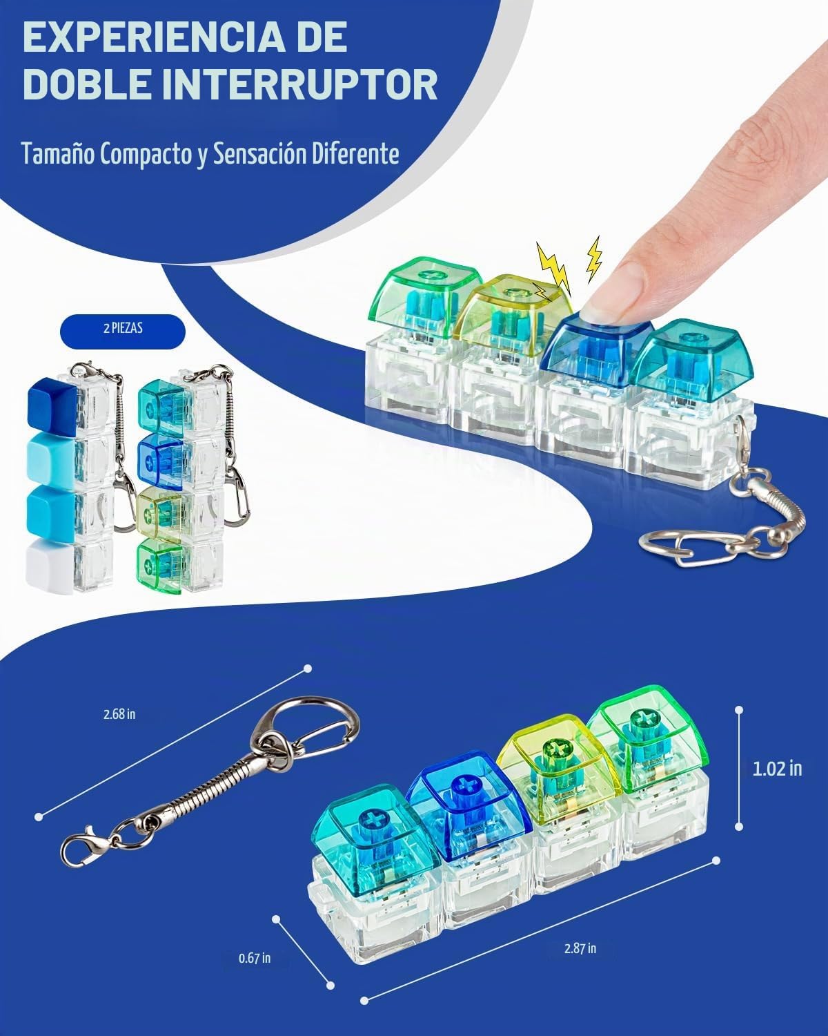 2PCS Clicky Keyboard Fidget Toy para aliviar el estrés, niños adult...