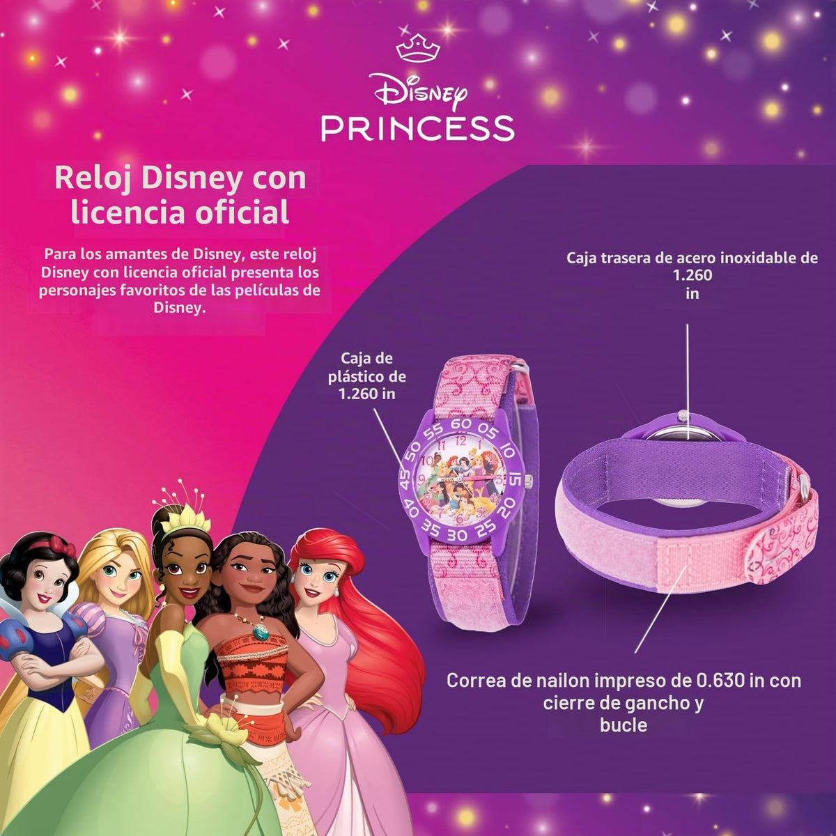 Reloj de princesas de Disney para niñas \u2013 para niños\u2019 Rel...