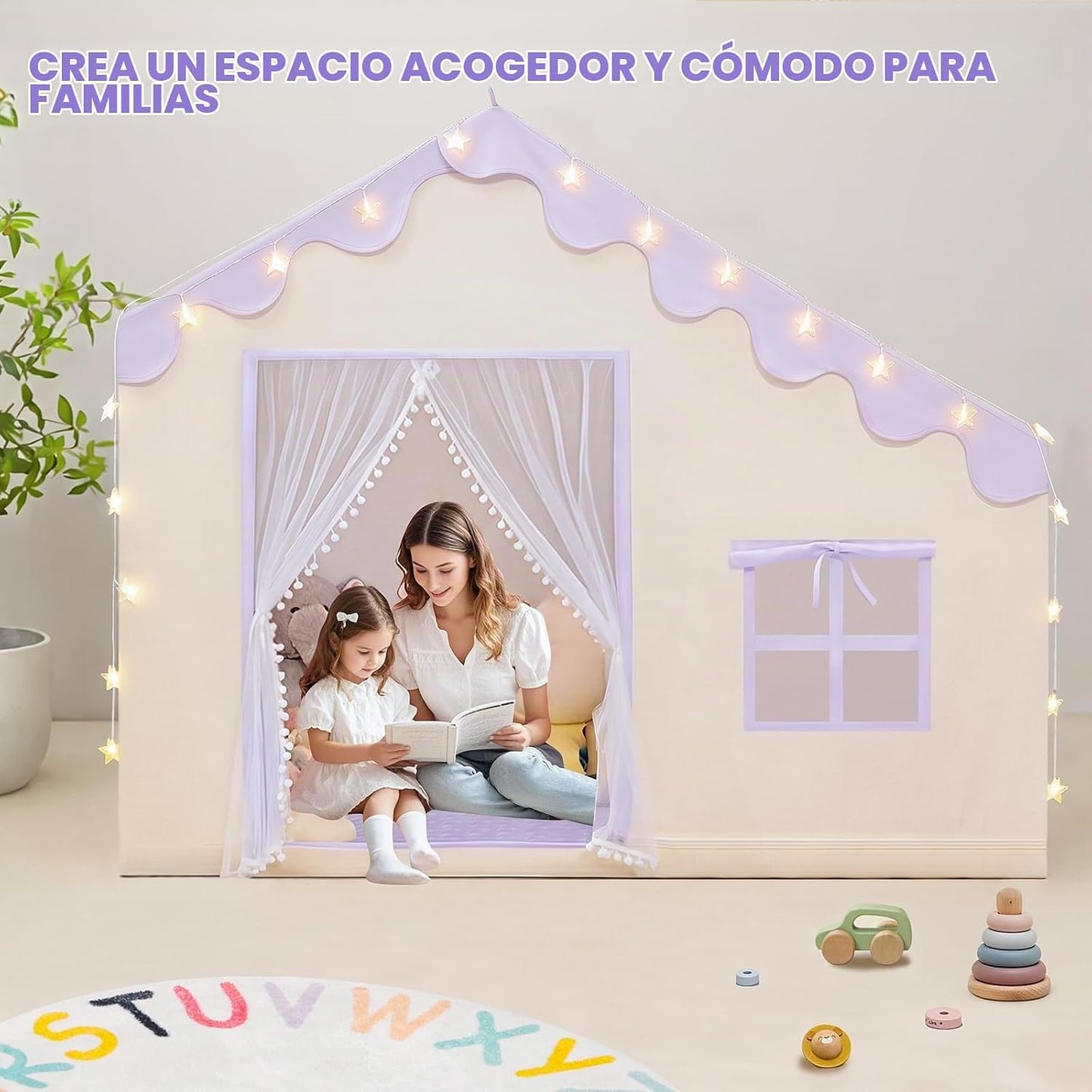 PIIKAGO Tienda de juegos para niños con tapete y luces de estrellas...