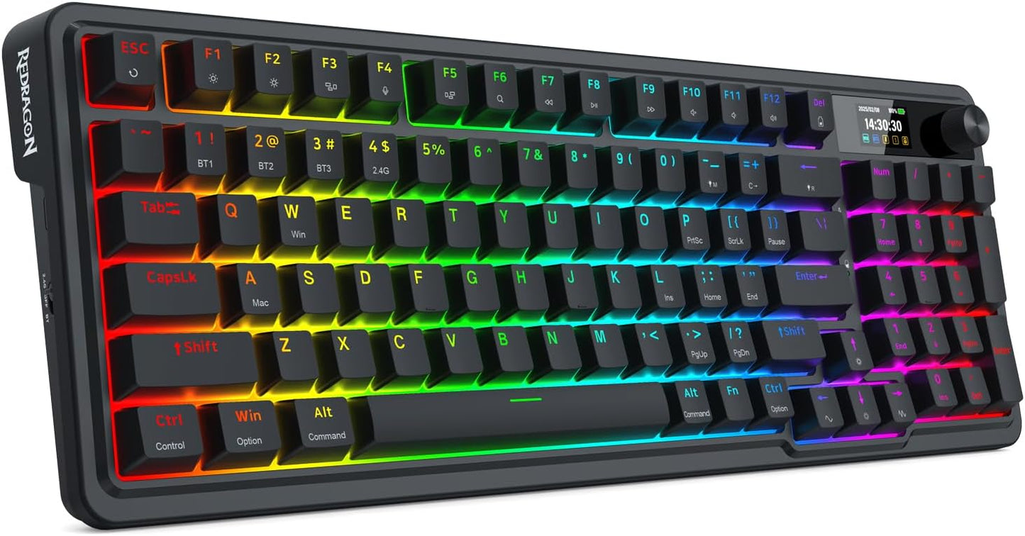 Redragon K719 Teclado inalámbrico para juegos con junta con pantall...