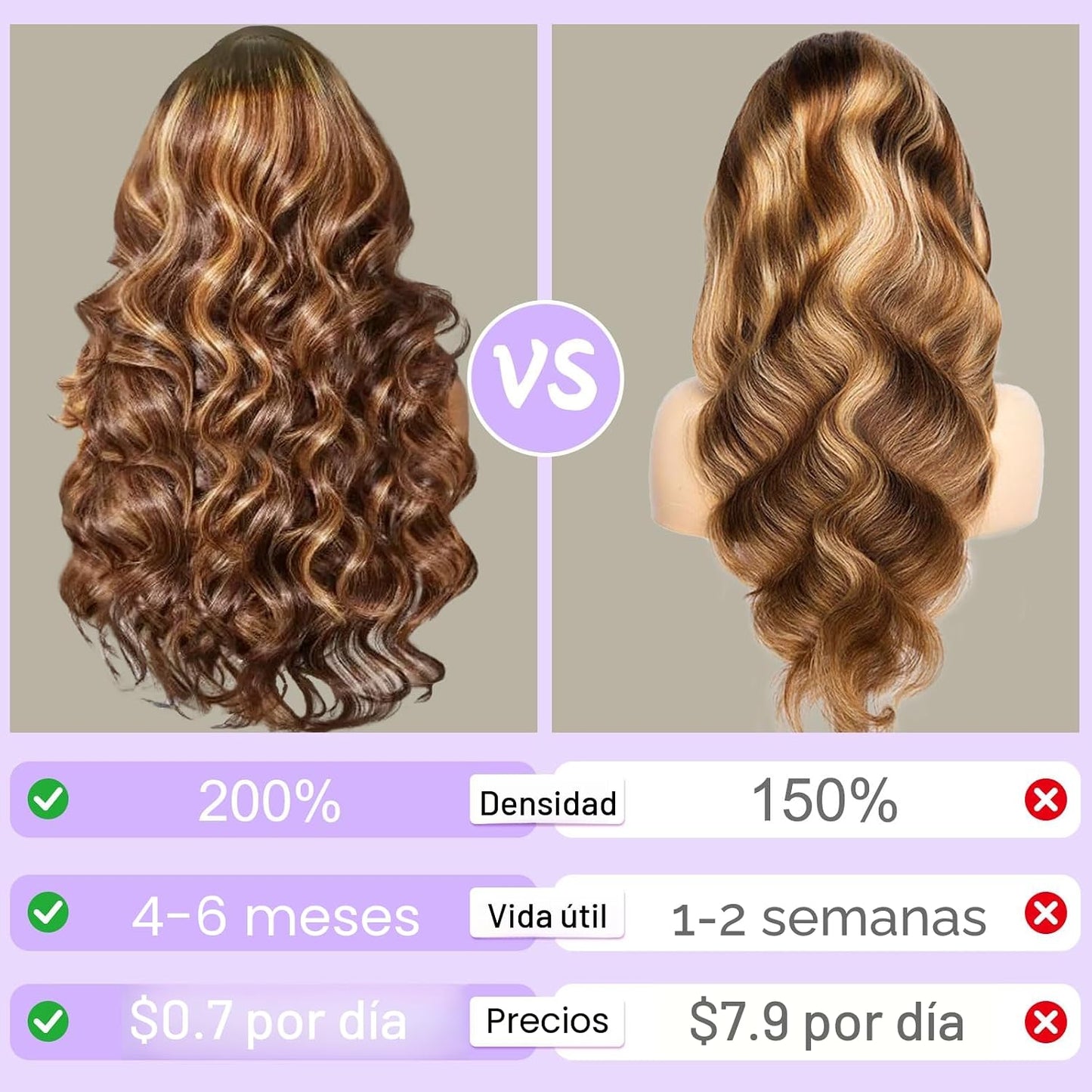 Qimo Pelucas de cabello humano ondulado con encaje frontal HD de 13...