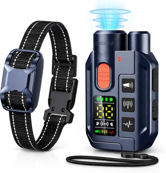 Collar de choque para perro con control remoto, rango de 4200 pies,...