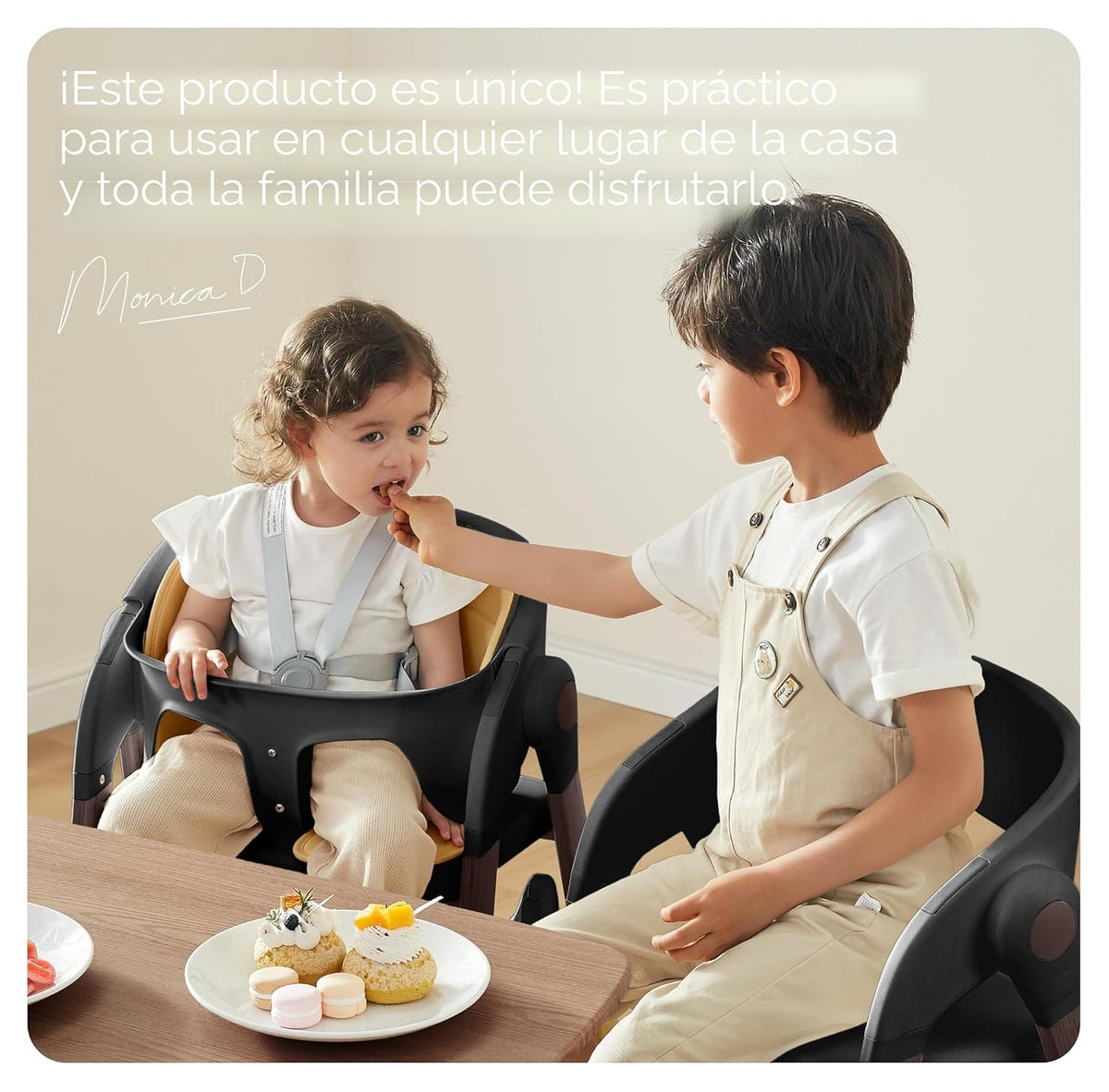 KUB Silla alta para bebés y niños pequeños ajustable plegable conve...