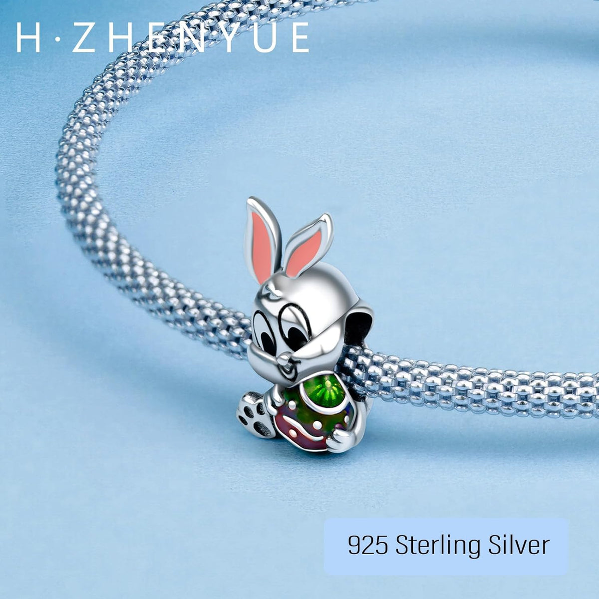 H.ZHENYUE Dijes de plata esterlina 925 con diseño de personaje de p...