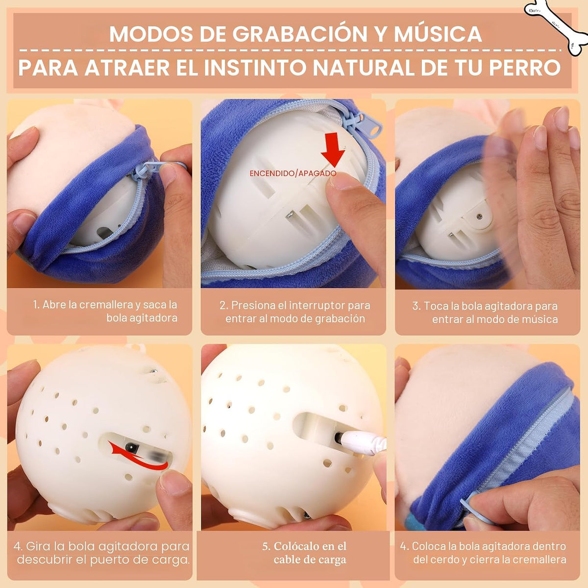 BABORUI Juguetes Interactivos para Perros Cerdo, Juguetes Saltarine...