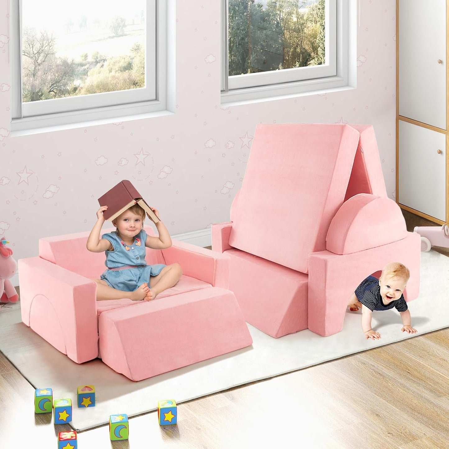 INFANS Mondular - Sofá de juego para niños, 8 piezas, sofá secciona...