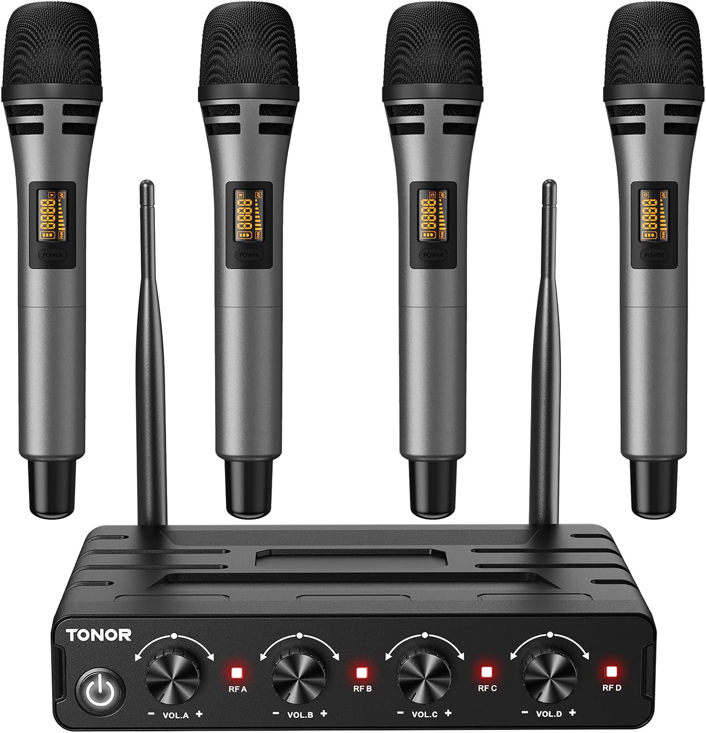 TONOR Sistema de Micrófonos Inalámbricos con 4x10 Canales, Micrófon...