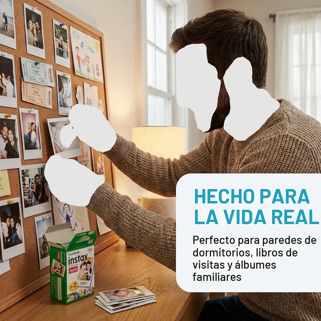 Fujifilm Instax Mini película instantánea, 60 hojas, luz diurna bla...