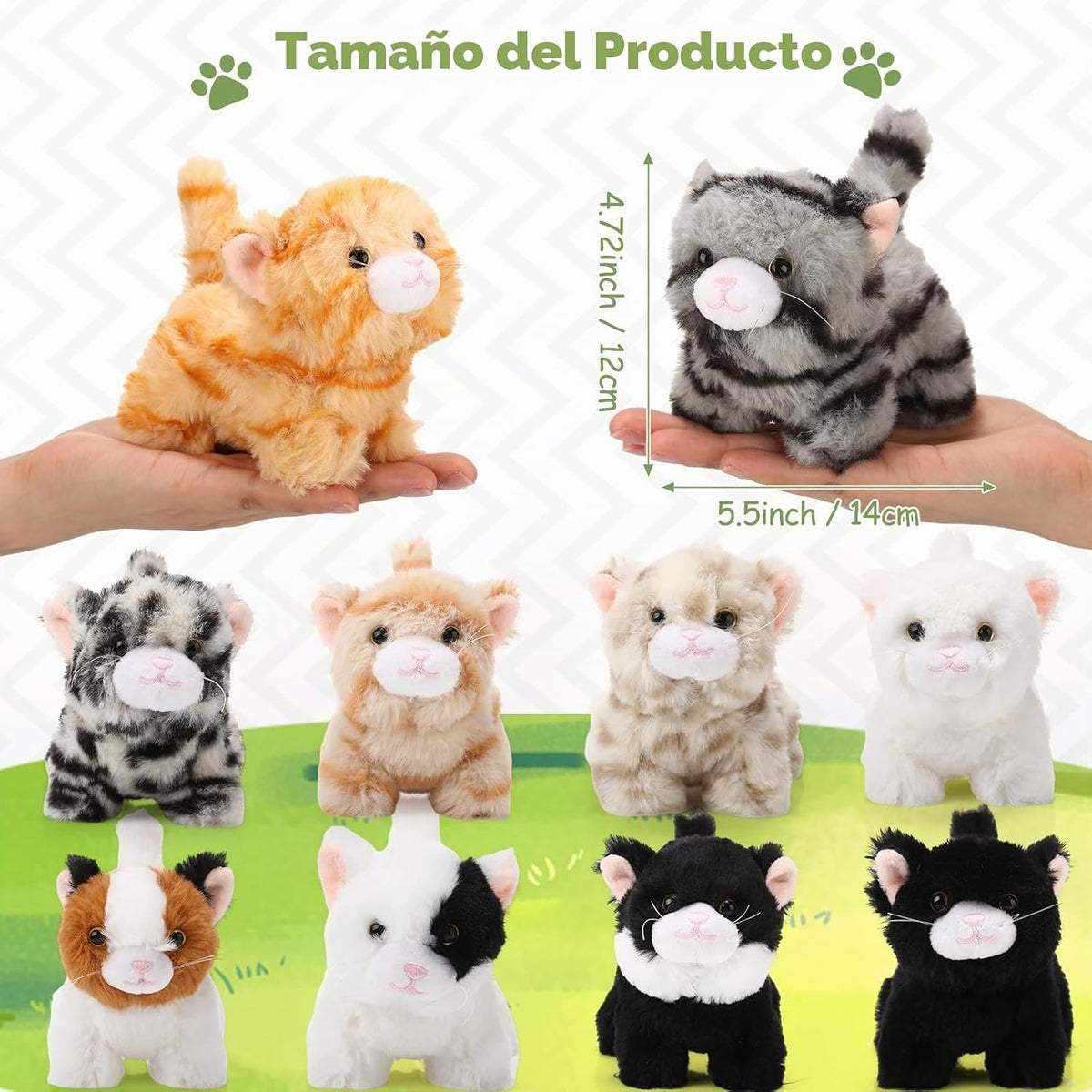 Lenwen 10 piezas de animales de peluche de gato a granel suave gati...