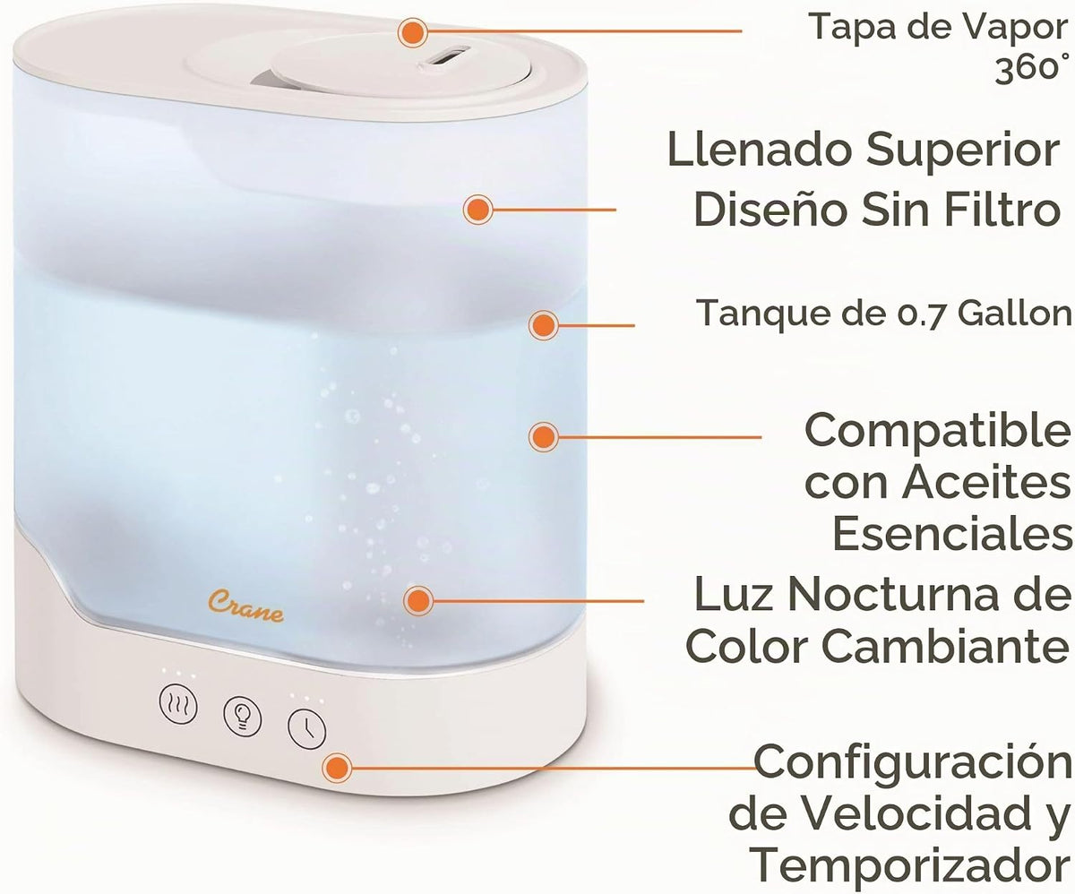 Crane Humidificador de niebla fría de 0.7 galones de llenado superi...