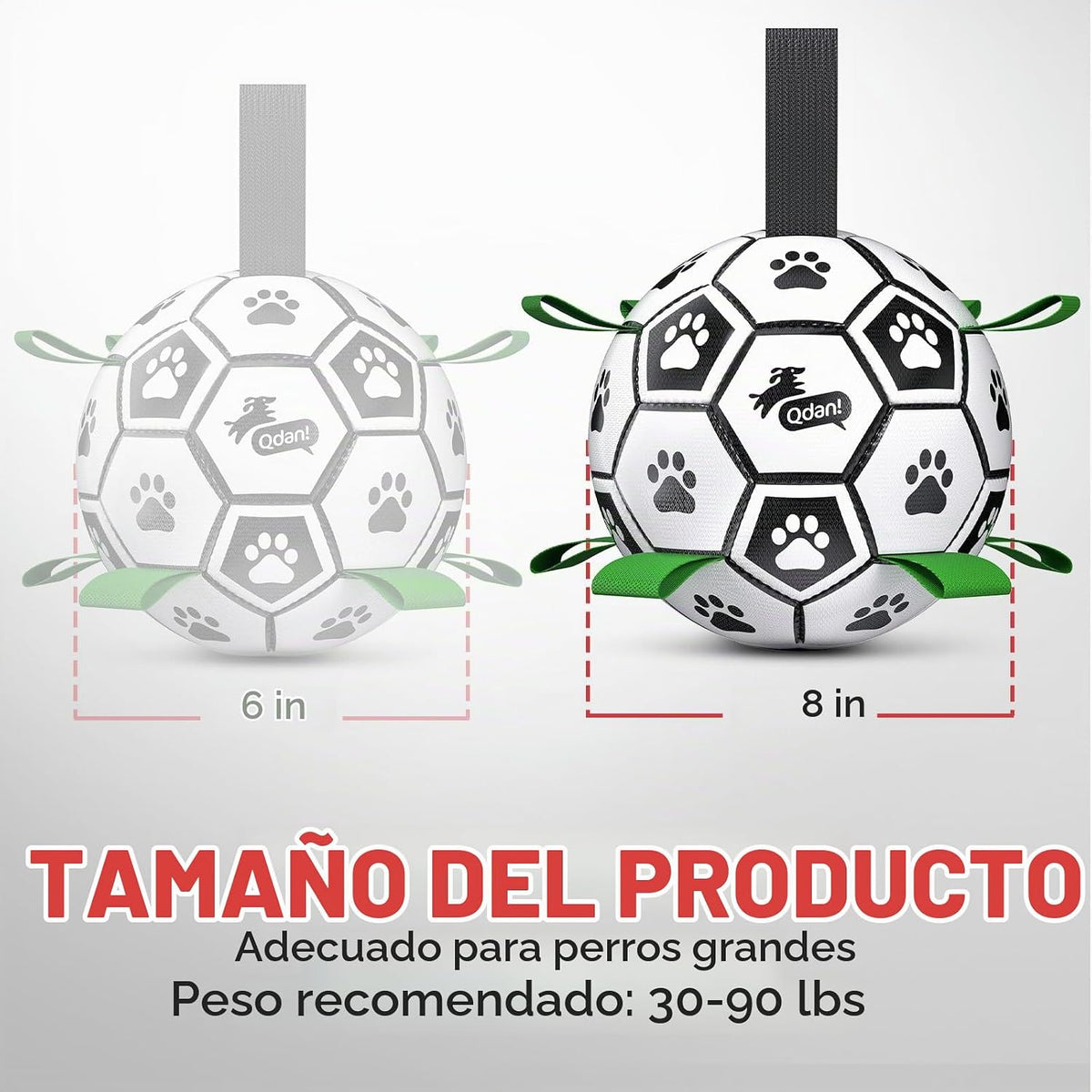 QDAN Pelotas de fútbol para perros con campana en el interior, pelo...