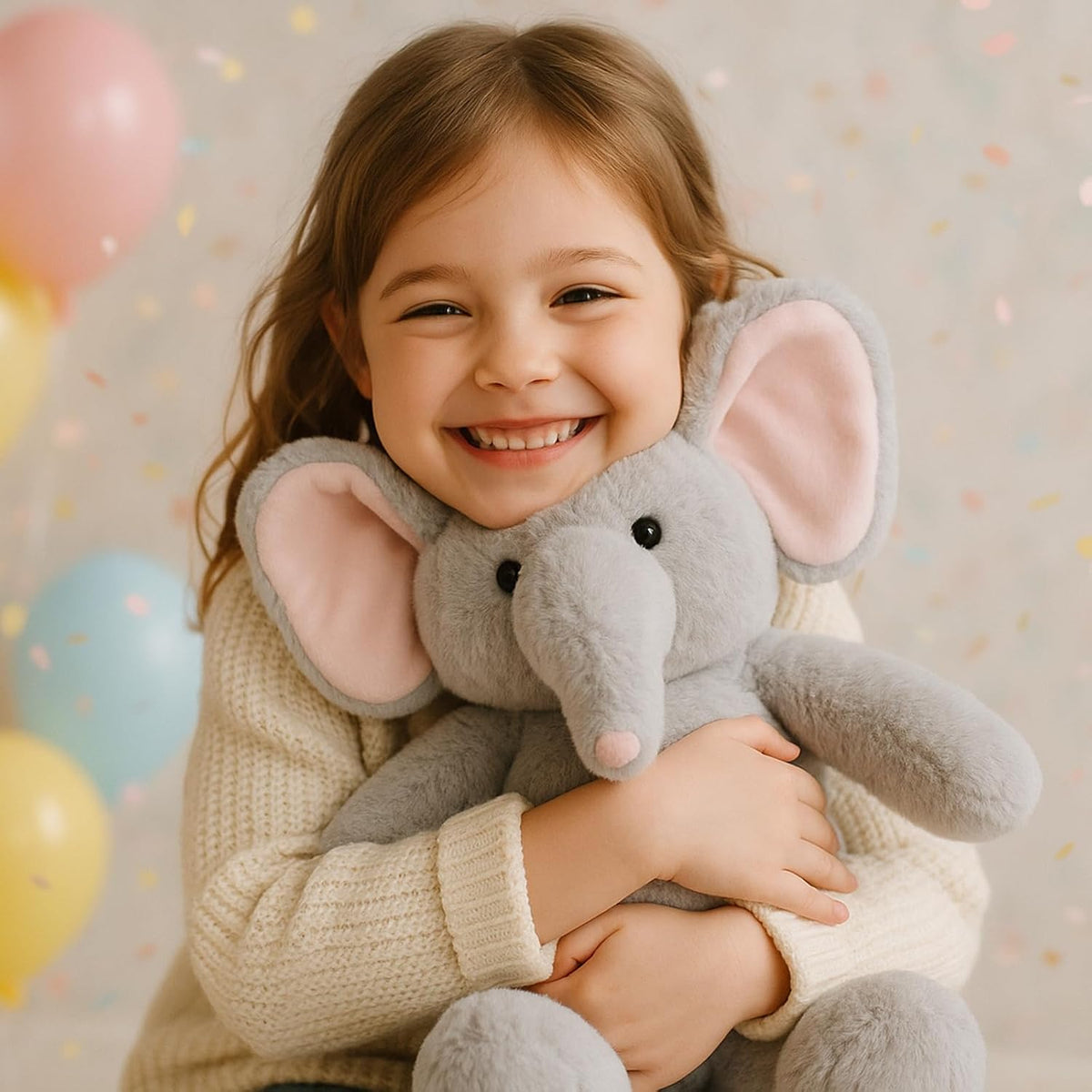 WEIGEDU - Oso de peluche de elefante | Ojos bordados, orejas rosada...