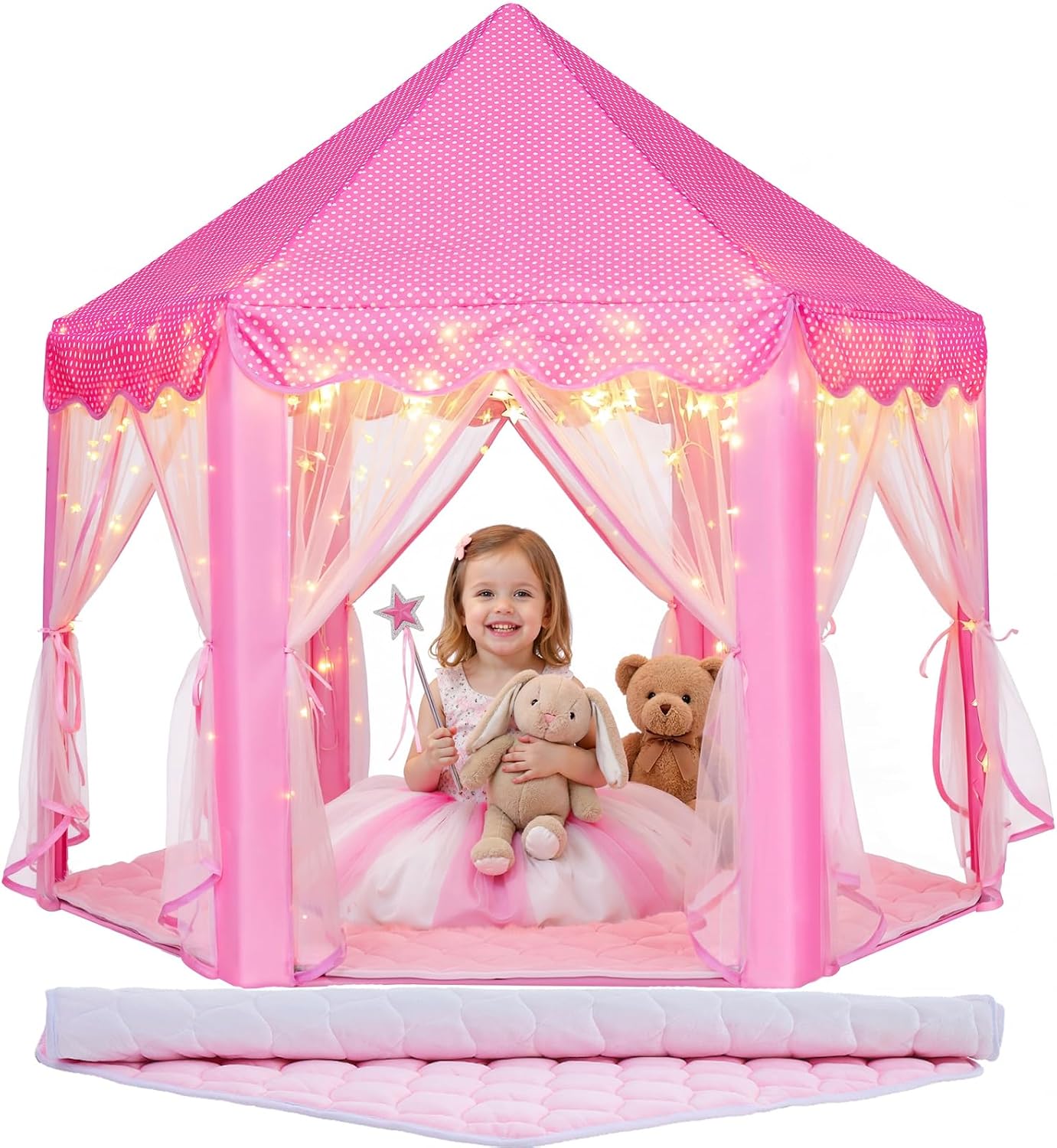 Monobeach Tienda de campaña de princesa para niños: con alfombrilla...