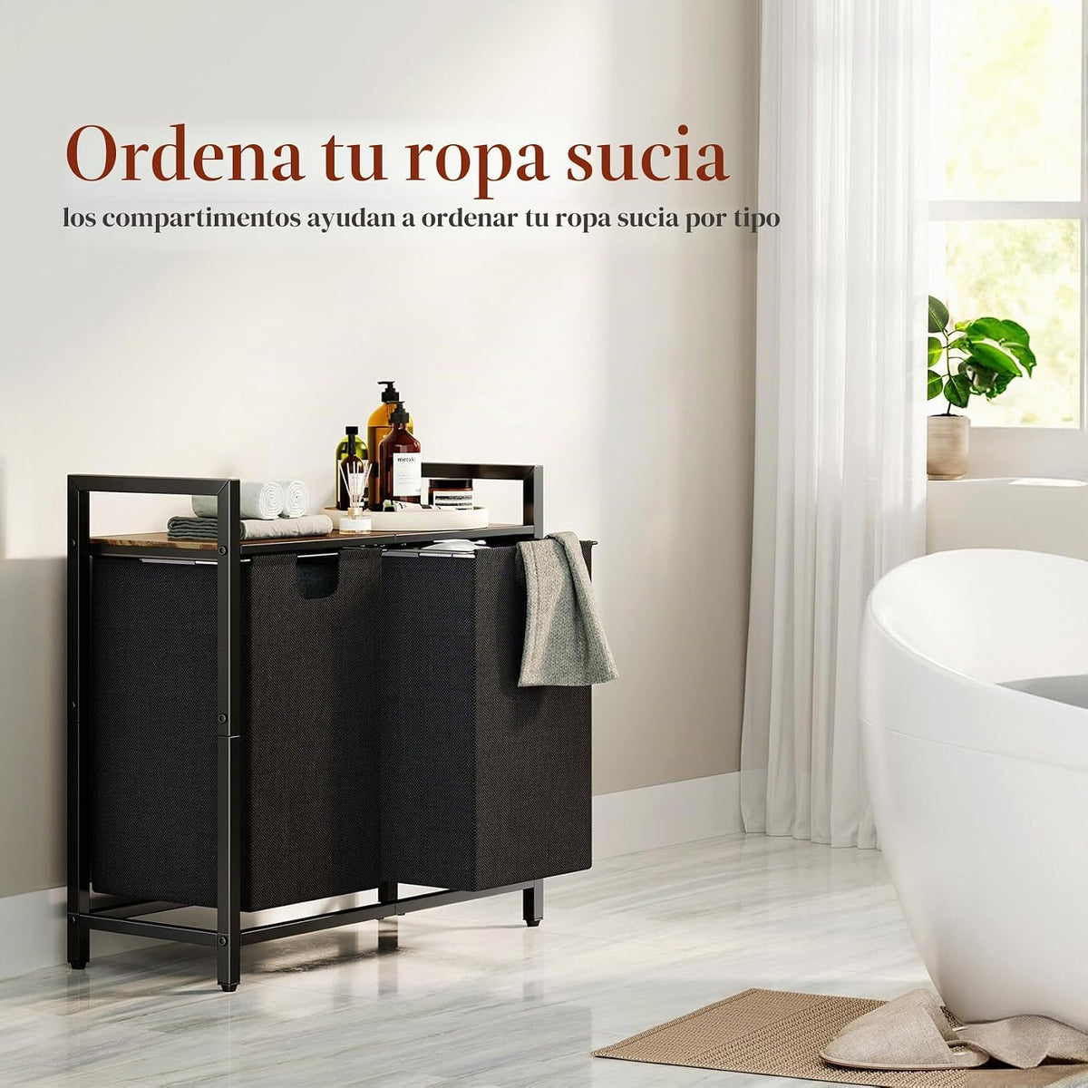 Kitstorack Organizador de Cesta de Lavandería, Cesta de Ropa con Es...