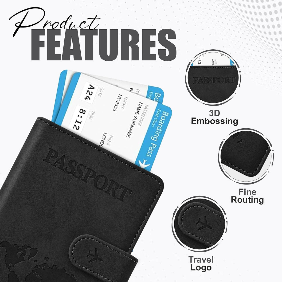Soporte para pasaporte para artículos esenciales de viaje, funda ti...