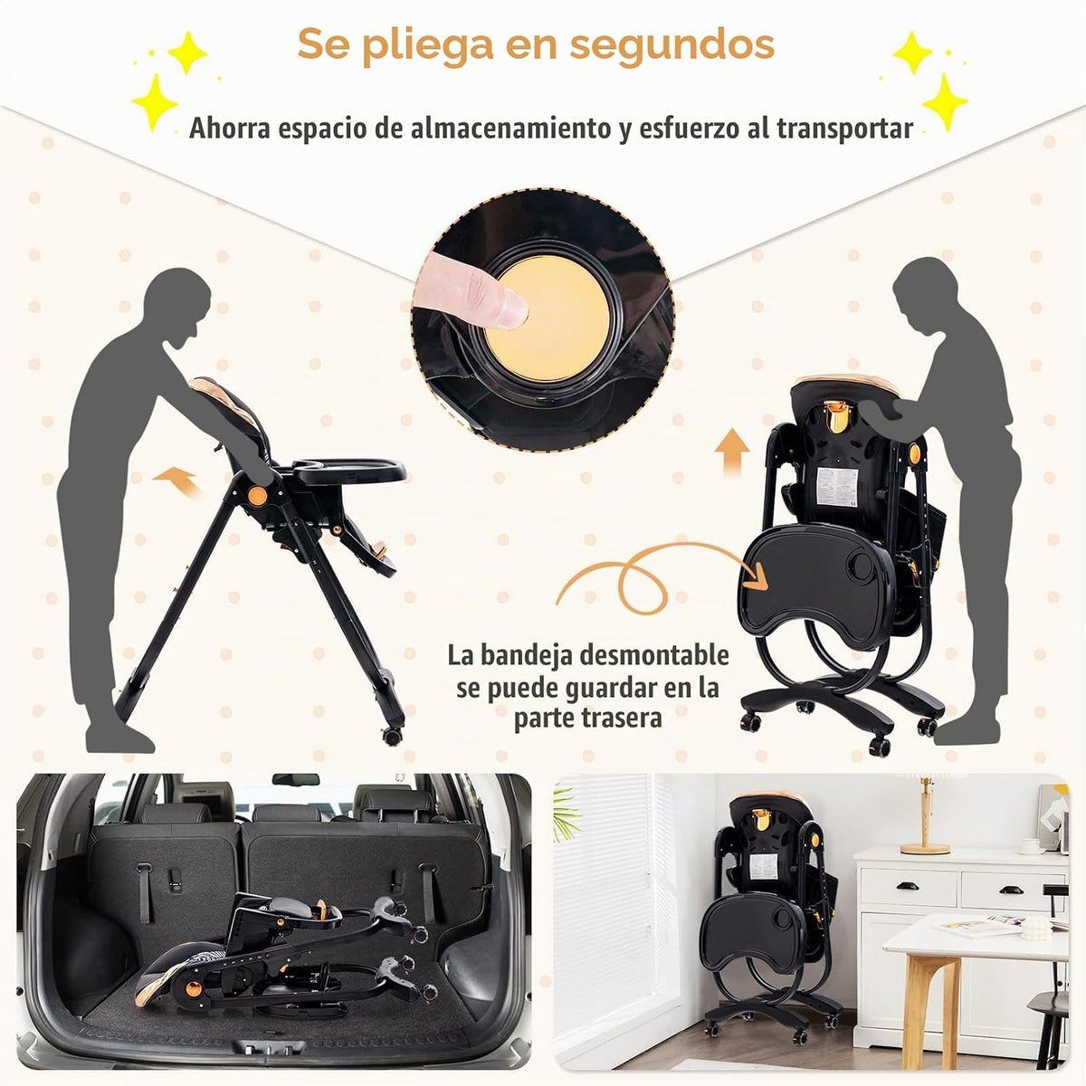 BABY JOY Silla alta, silla alta plegable para bebé con altura ajust...