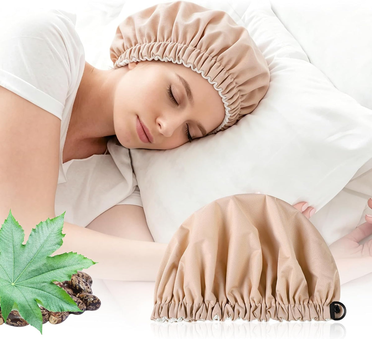 Gorro de máscara de tratamiento capilar con aceite de ricino, sin f...
