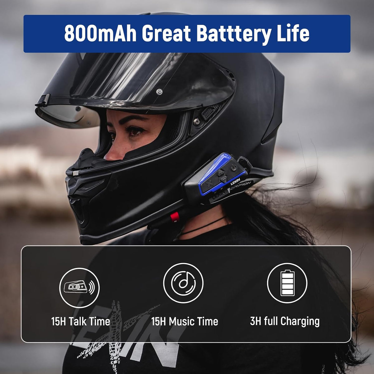 LEXIN B4FM - Auriculares Bluetooth para motocicleta, intercomunicad...