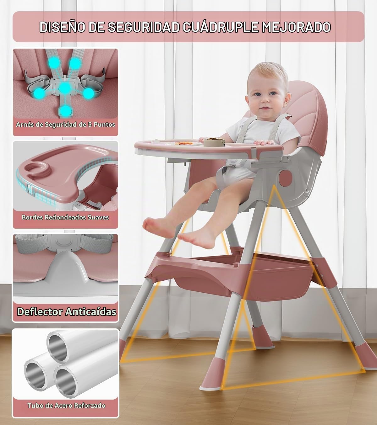 Silla alta para bebé, sillas altas 5 en 1 para bebés y niños pequeñ...