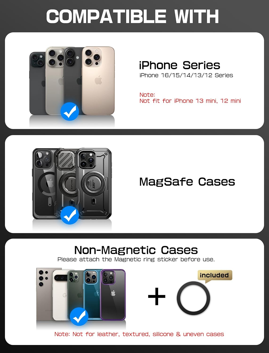 SUPCASE Cartera MagSafe con soporte AirTag, cartera magnética para...