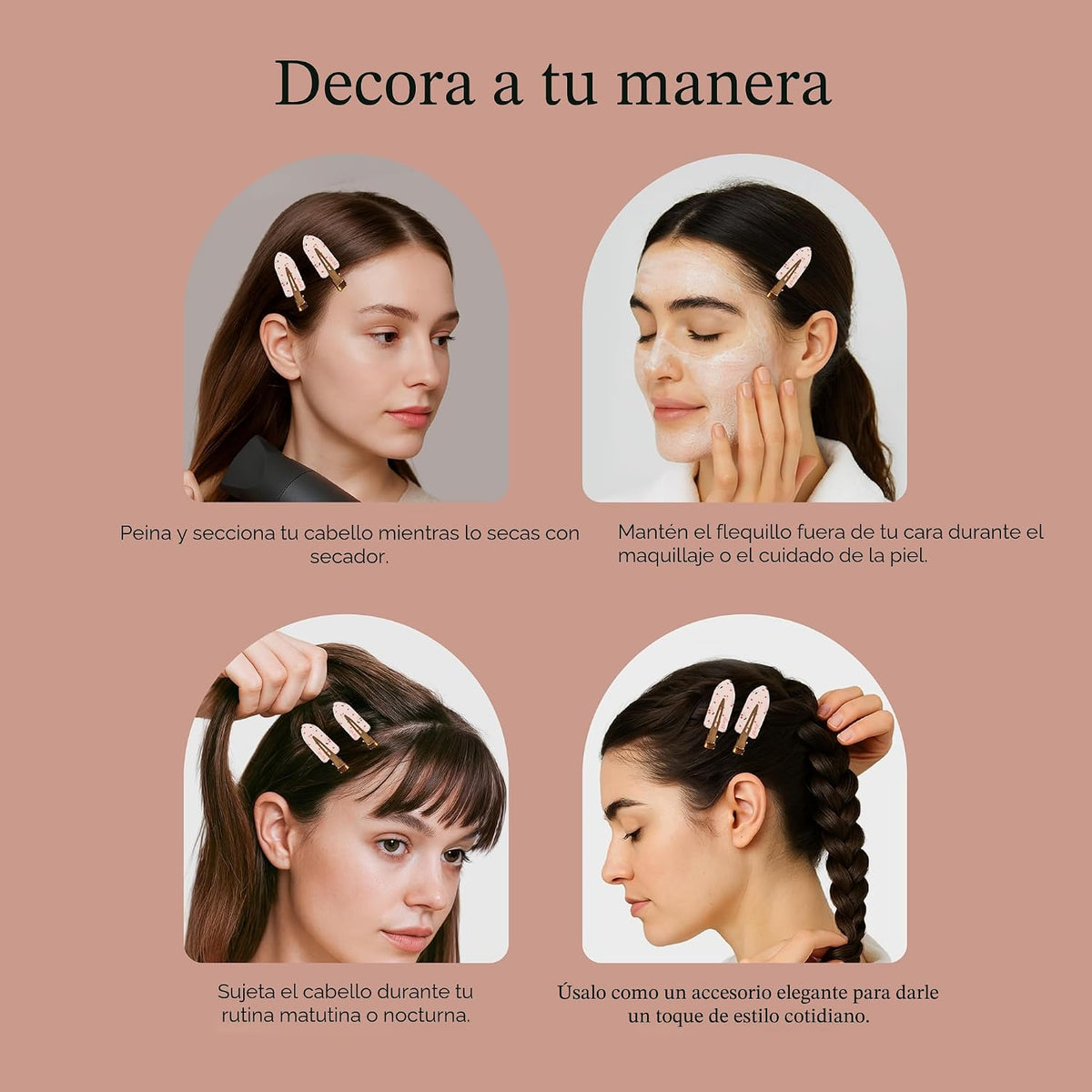 Kitsch Pinzas para el cabello sin arrugas para mujer, estampado de...