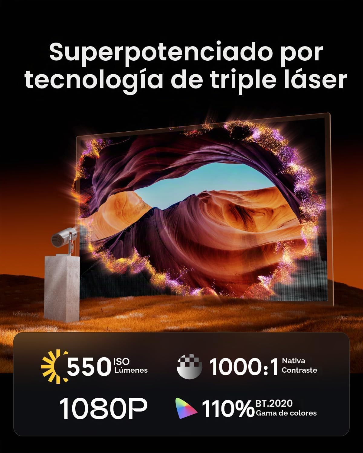 XGIMI MoGo 4 Proyector portátil láser con 4 filtros, 550 lúmenes IS...