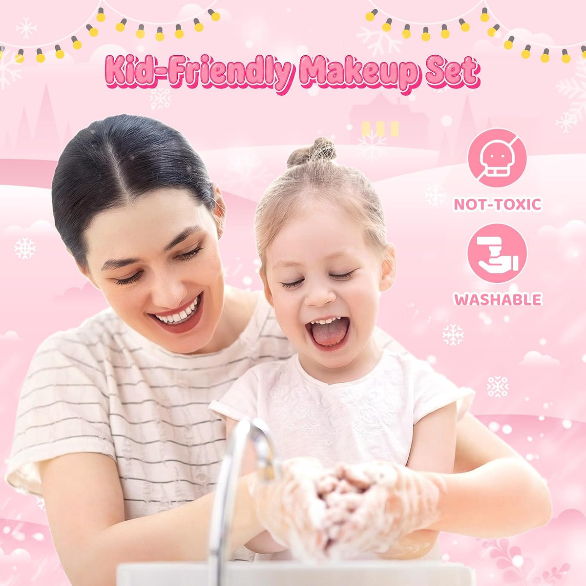 GirlsHome Set de maquillaje para niñas de 56 piezas, lavable, cosmé...