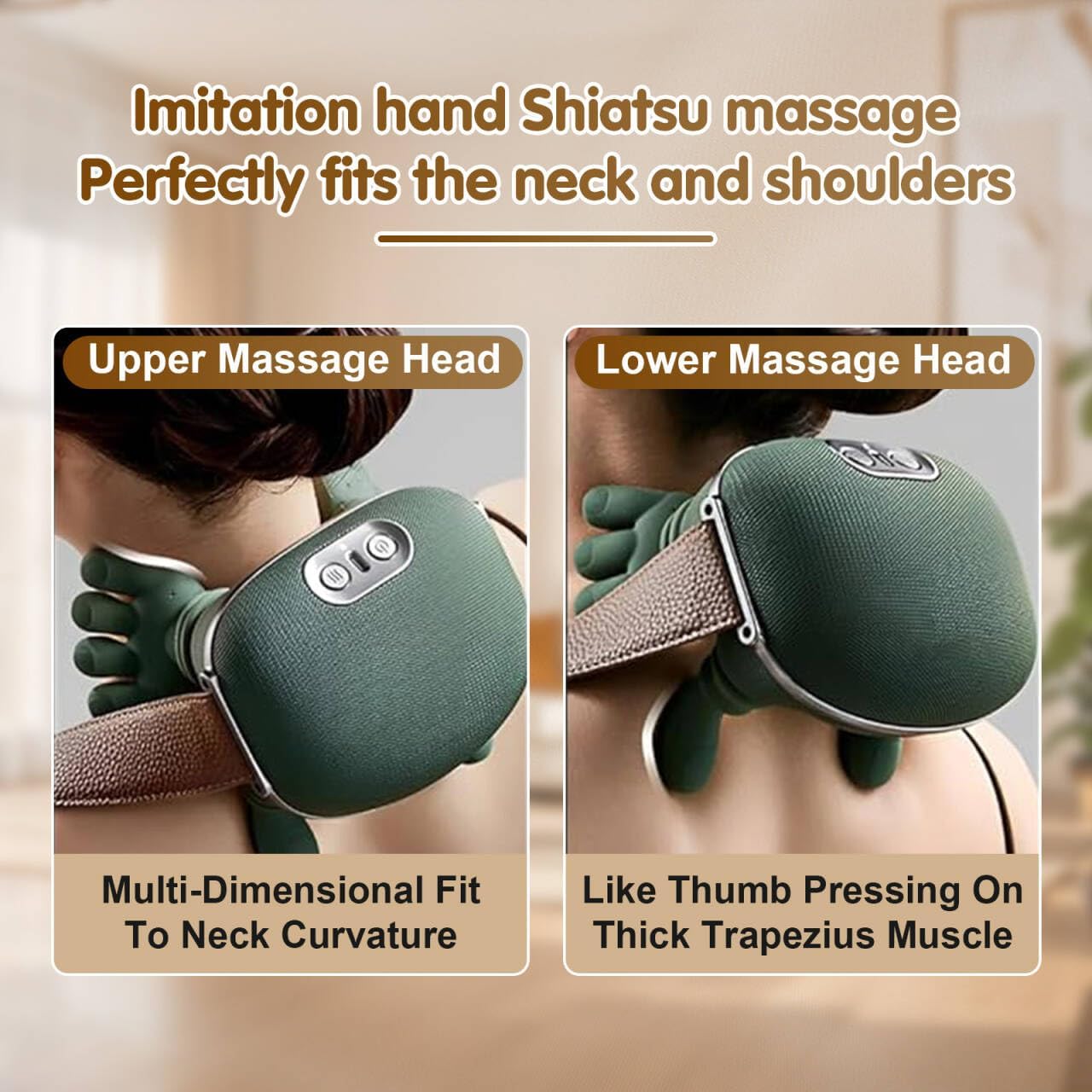 Siasoo Masajeador de cuello con calor inalámbrico portátil Shiatsu...