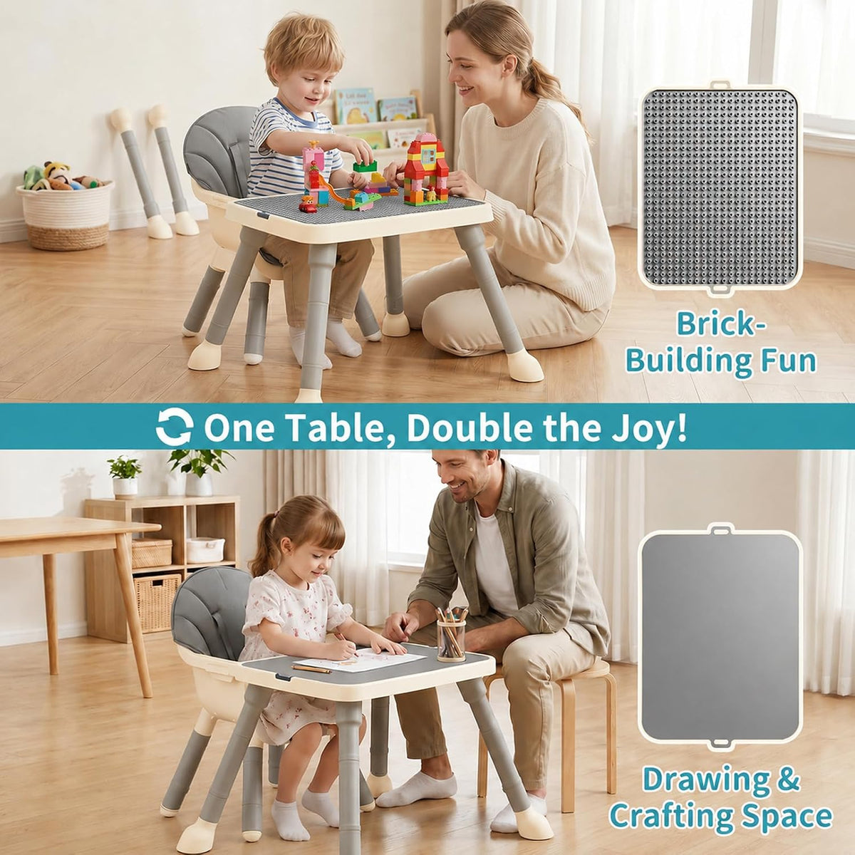 Silla alta 9 en 1 para bebés y niños pequeños con mesa de bloques d...