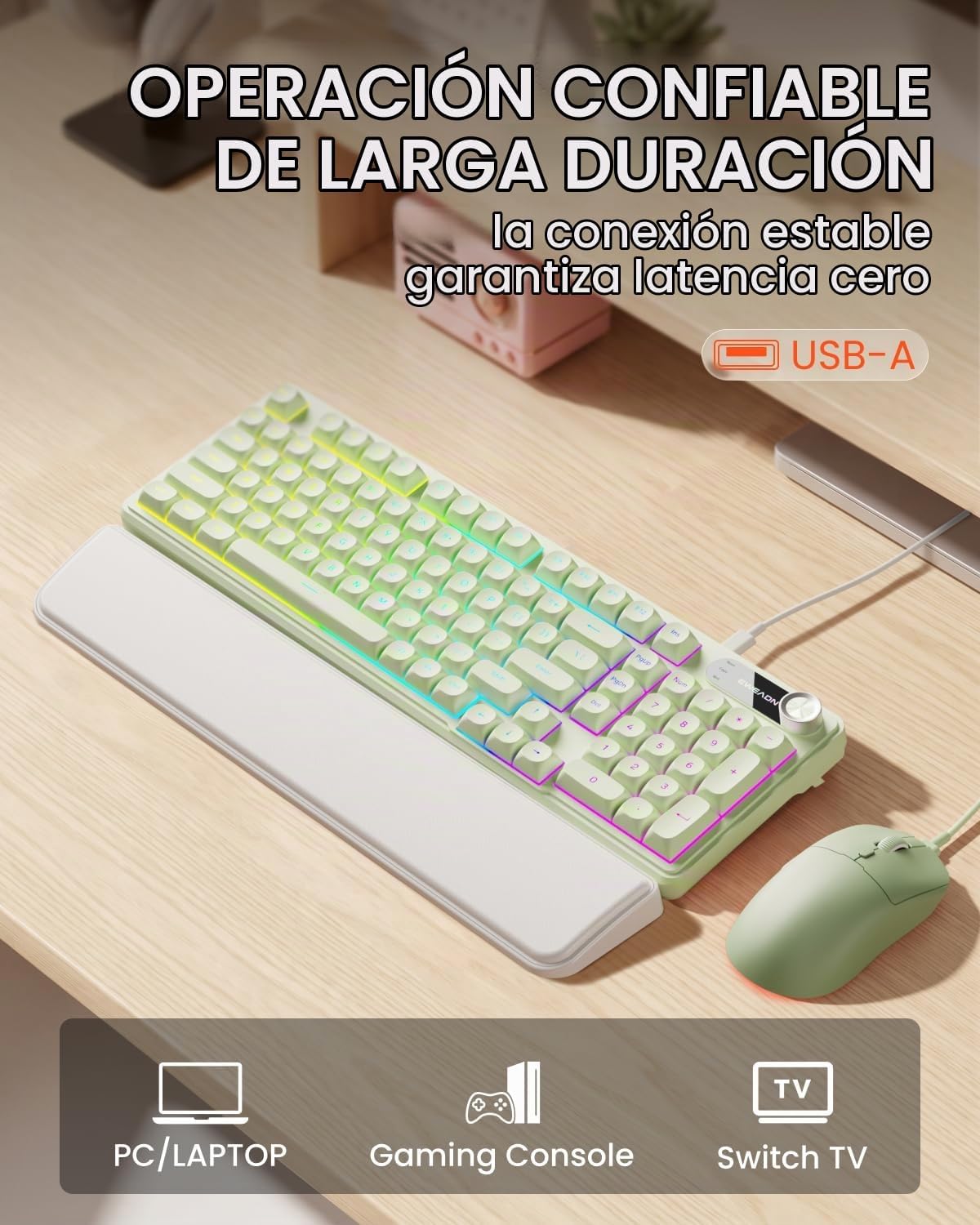 Combo de teclado y mouse con cable EWEADN con reposamuñecas desmont...