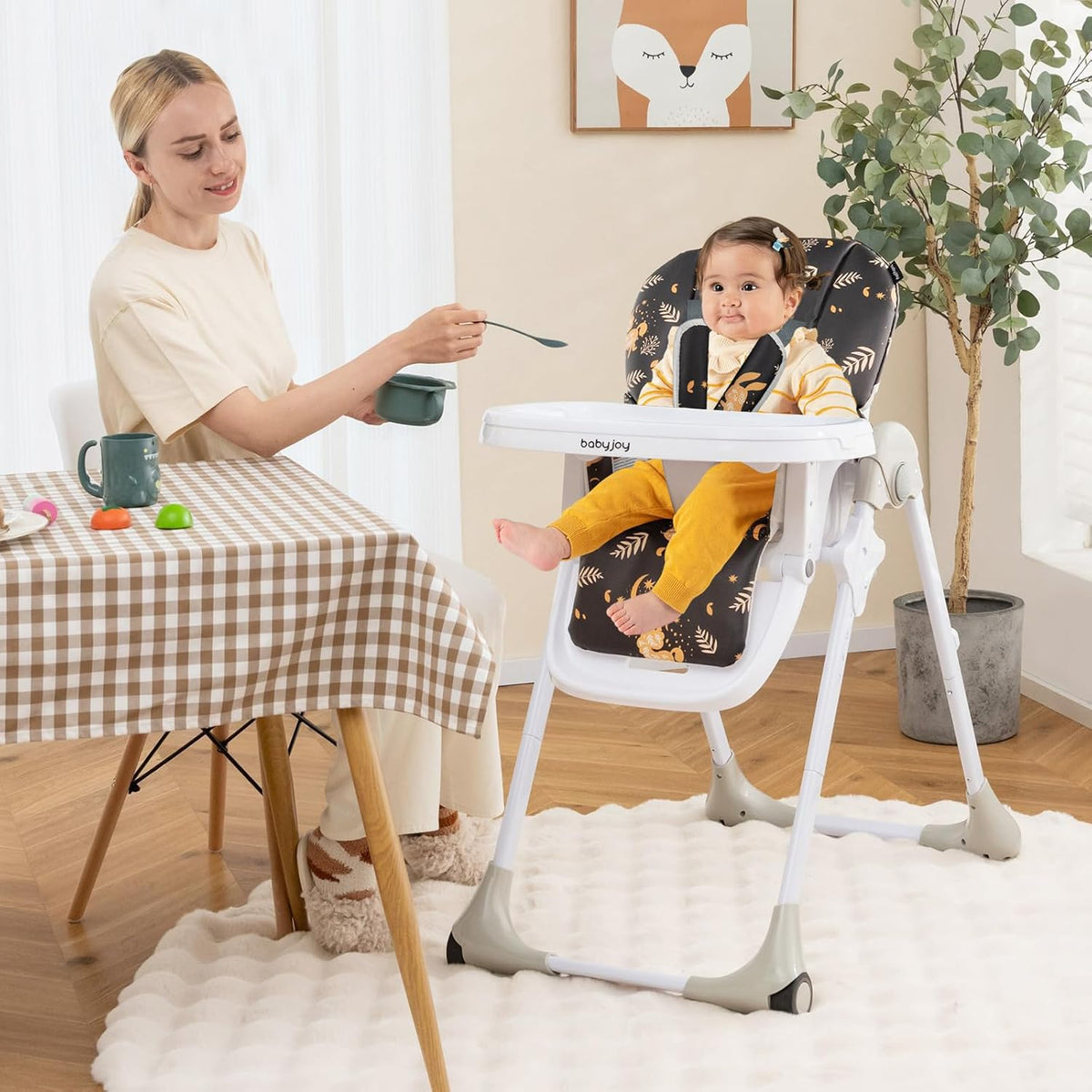BABY JOY Silla alta convertible para bebés y niños pequeños, altura...