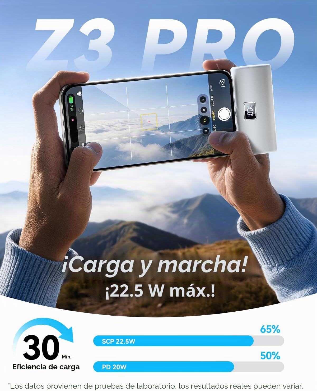 Cargador portátil USB C carga rápida mini banco de energía para iPh...