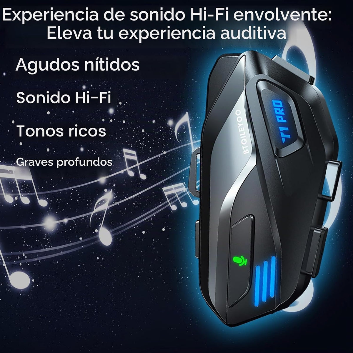 BTQILEYOO - Auriculares Bluetooth para motocicleta, T1PRO Bluetooth...