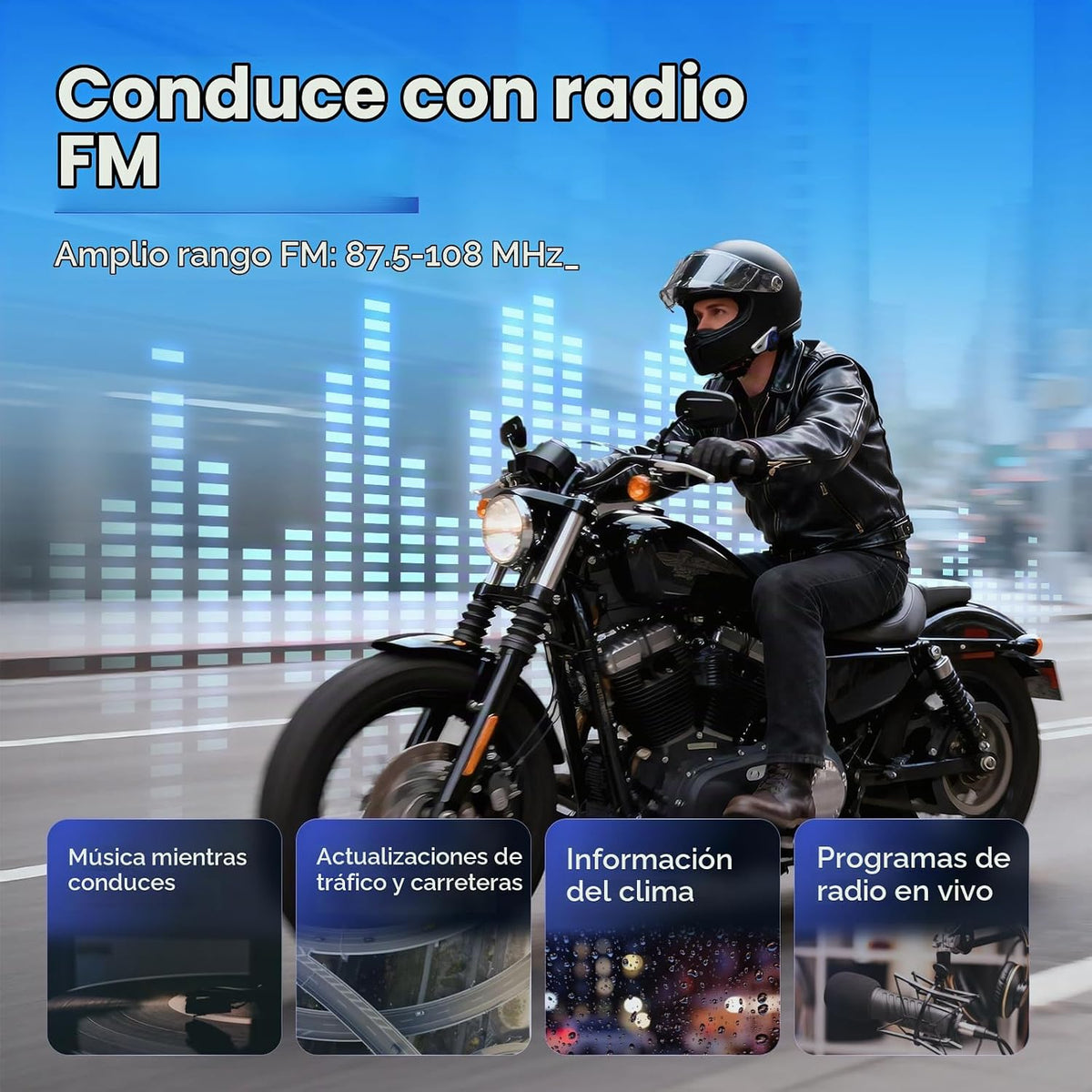 MAXRUNON Auriculares Bluetooth para motocicleta D9 con multitarea d...