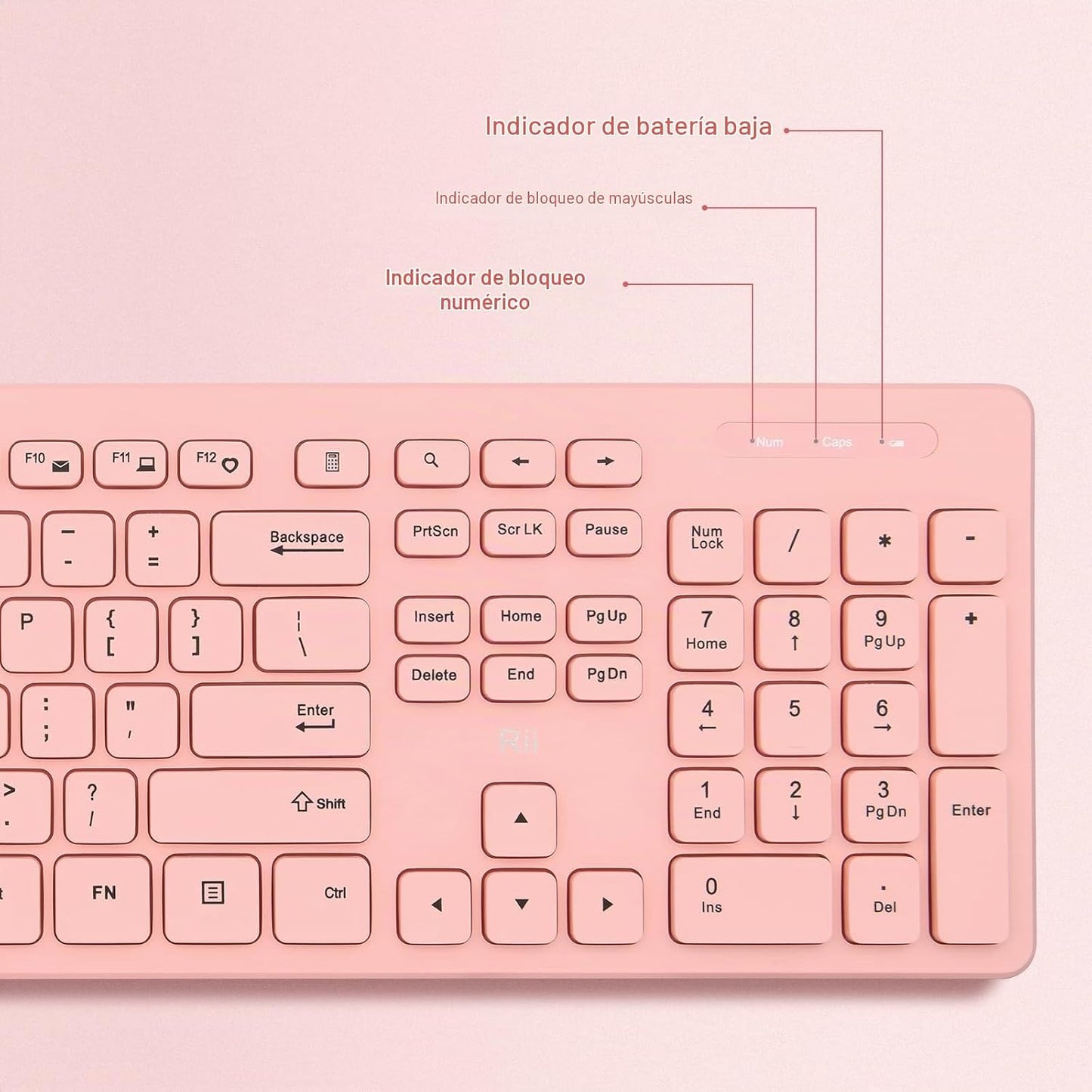 Combo de teclado y mouse inalámbricos, teclado estándar Rii para PC...
