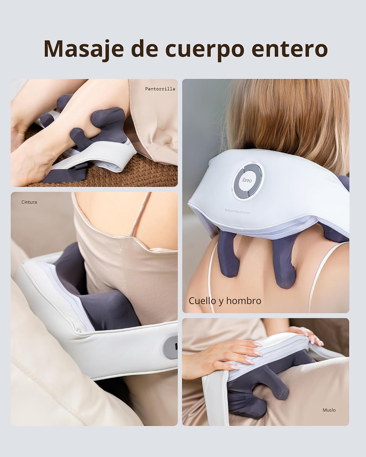 Masajeadores Shiatsu para cuello y espalda con calor, 150 minutos d...