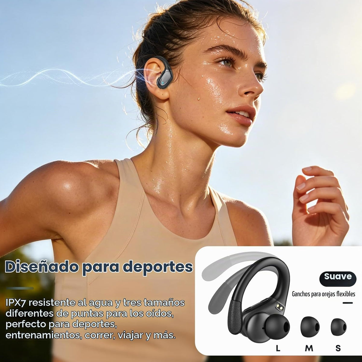 HAOYUYAN Auriculares inalámbricos, auriculares Bluetooth deportivos...